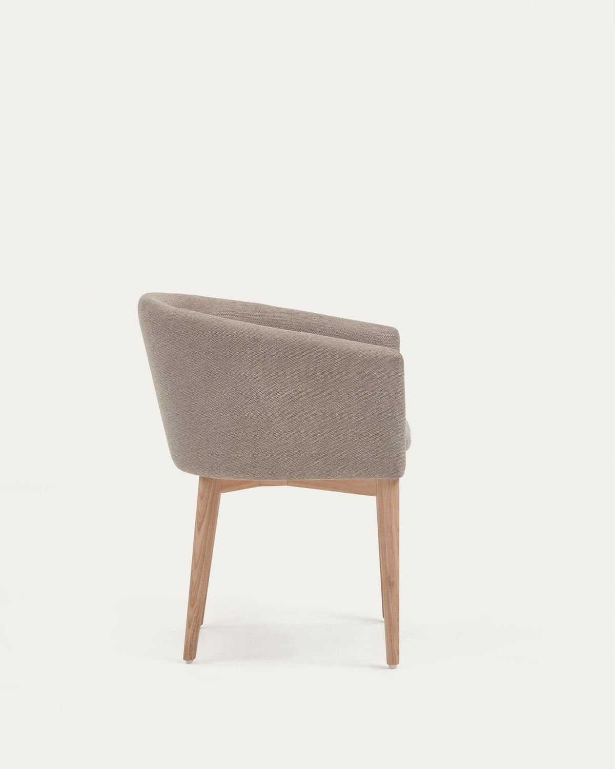 Silla Harlan de chenilla marrón y patas de madera maciza de fresno