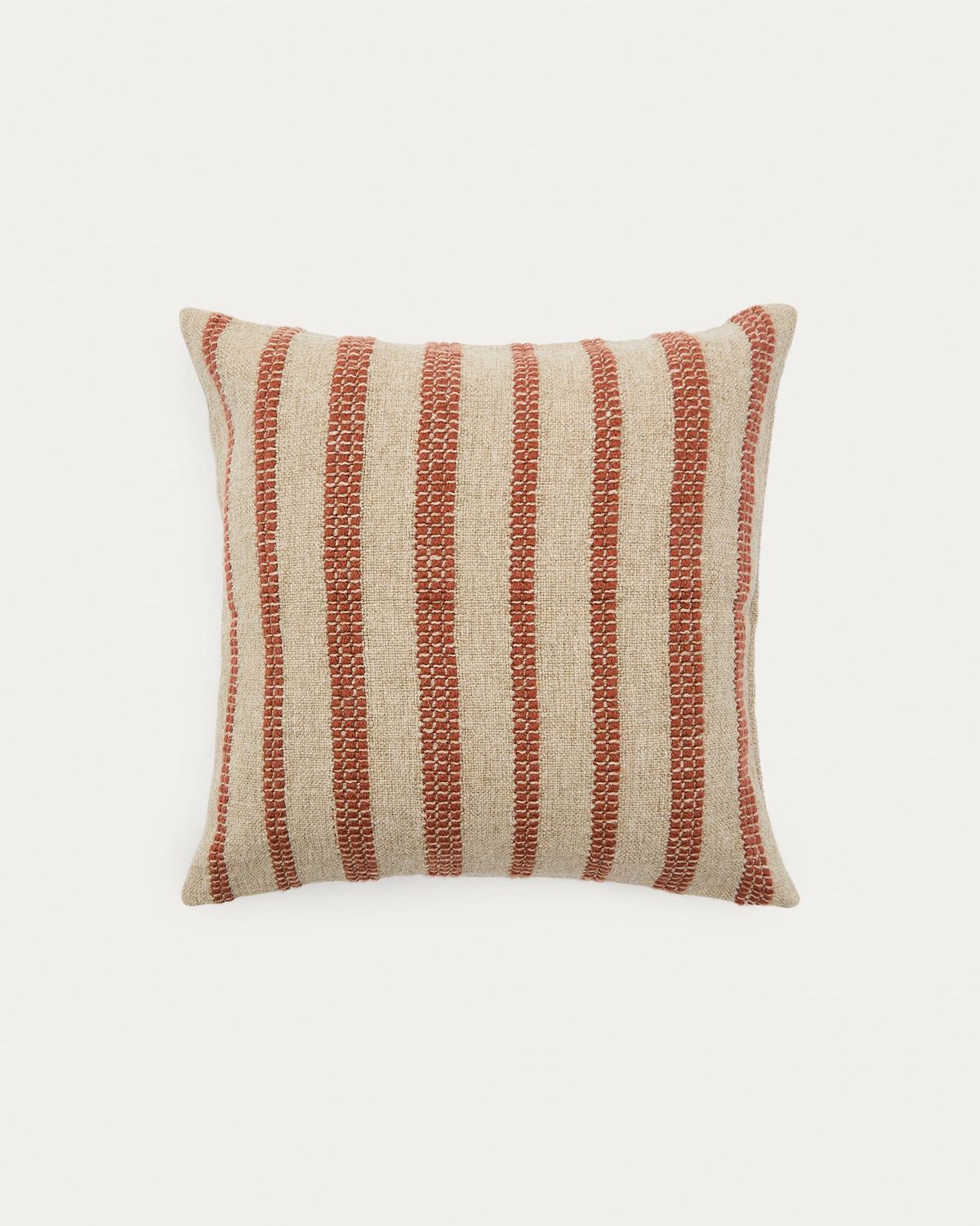 Funda de cojín Naila de fibras acrílicas rayas a contraste terracota 50 x 50 cm