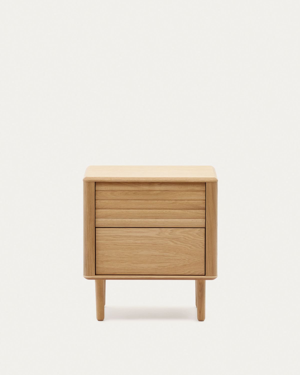 Mesita de noche Lenon 2 cajones de madera y chapa de roble 50 x 55 cm FSC MIX Credit