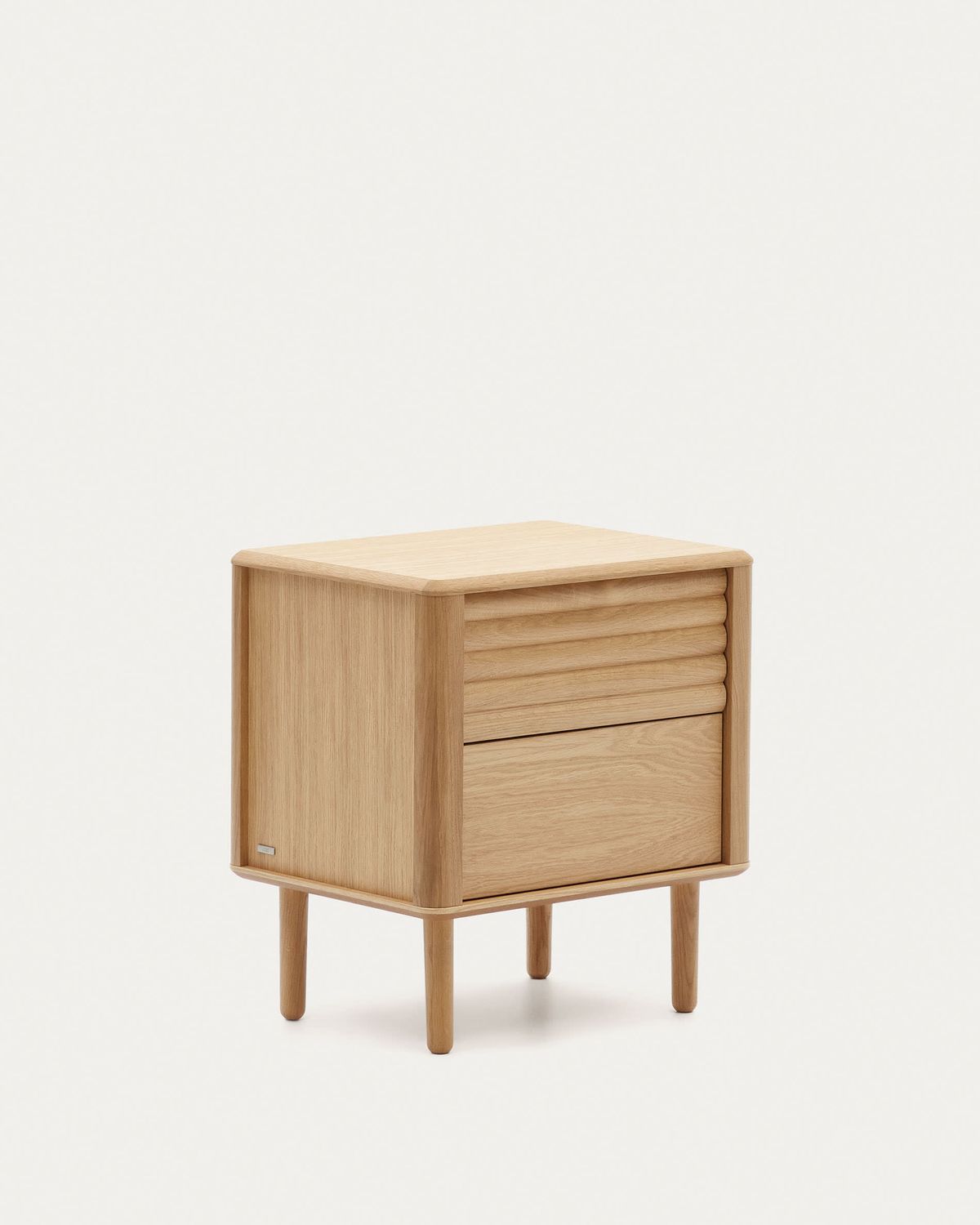 Mesita de noche Lenon 2 cajones de madera y chapa de roble 50 x 55 cm FSC MIX Credit