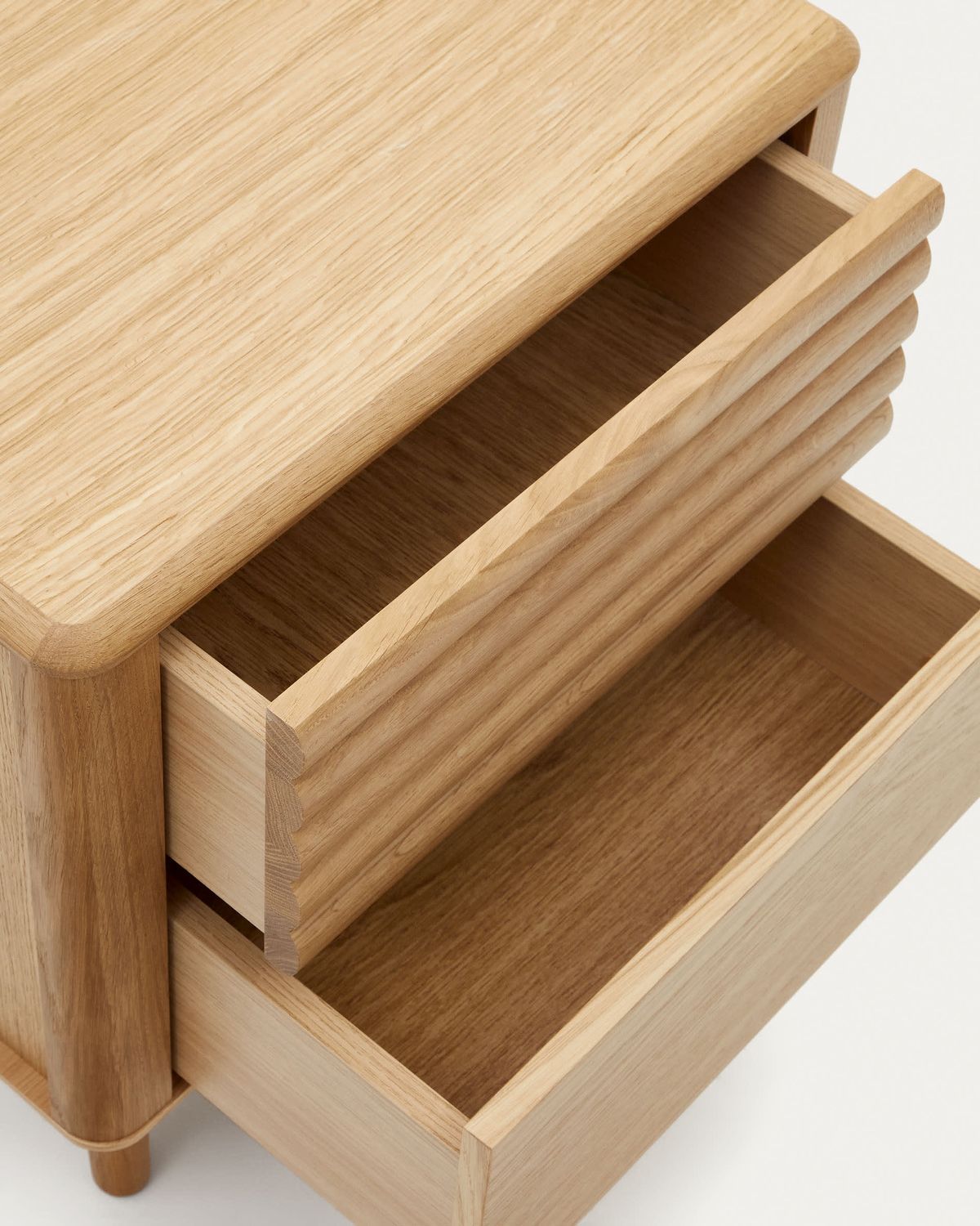 Mesita de noche Lenon 2 cajones de madera y chapa de roble 50 x 55 cm FSC MIX Credit