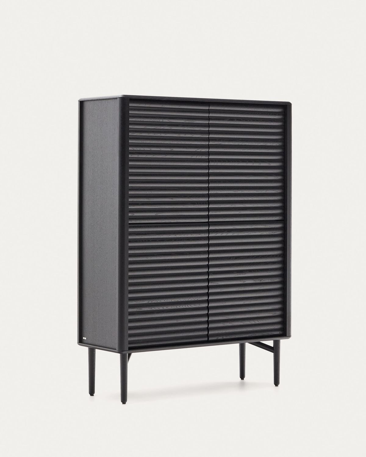 Aparador alto Lenon 4 puertas madera maciza y chapa roble negro 104,5x144 cm FSC Mix Credi