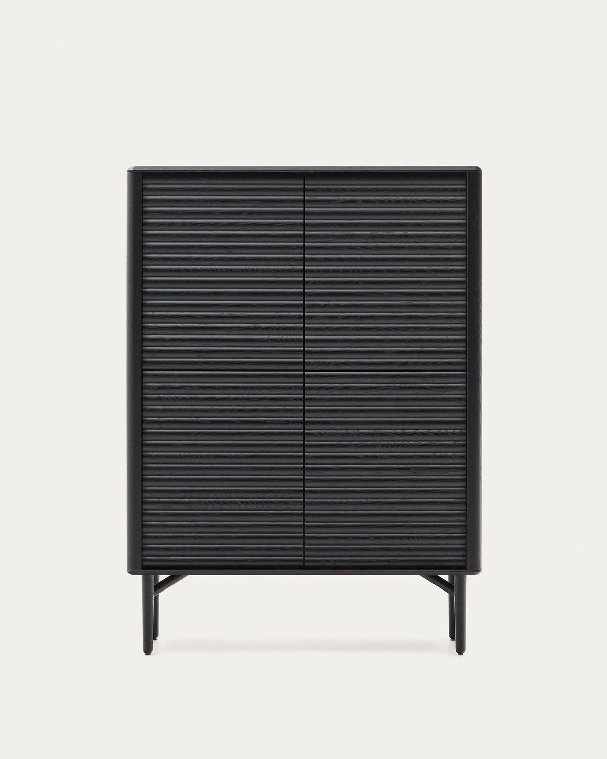 Aparador alto Lenon 4 puertas madera maciza y chapa roble negro 104,5x144 cm FSC Mix Credi