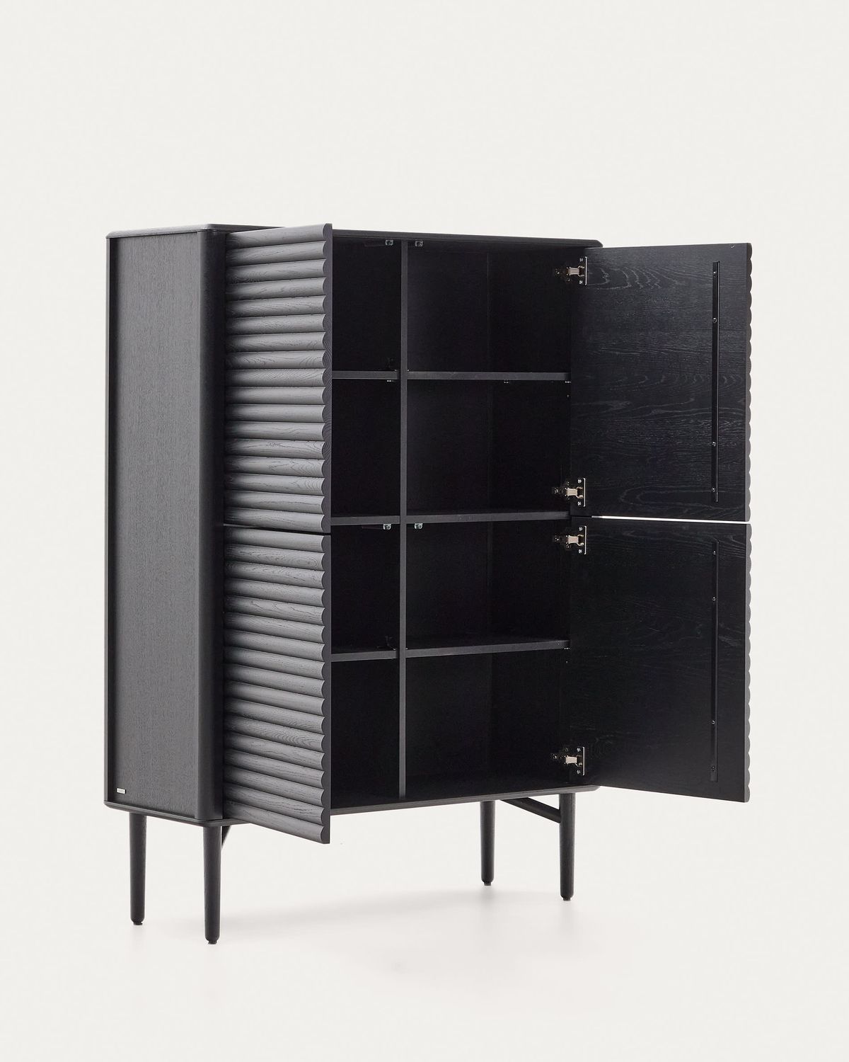 Aparador alto Lenon 4 puertas madera maciza y chapa roble negro 104,5x144 cm FSC Mix Credi