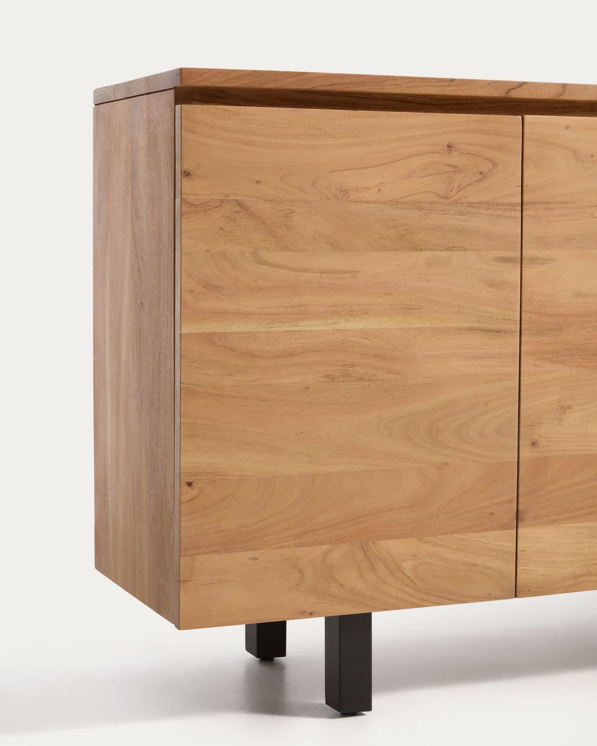 Aparador Uxue 3 puertas de madera maciza de acacia con acabado blanqueado 150 x 88 cm