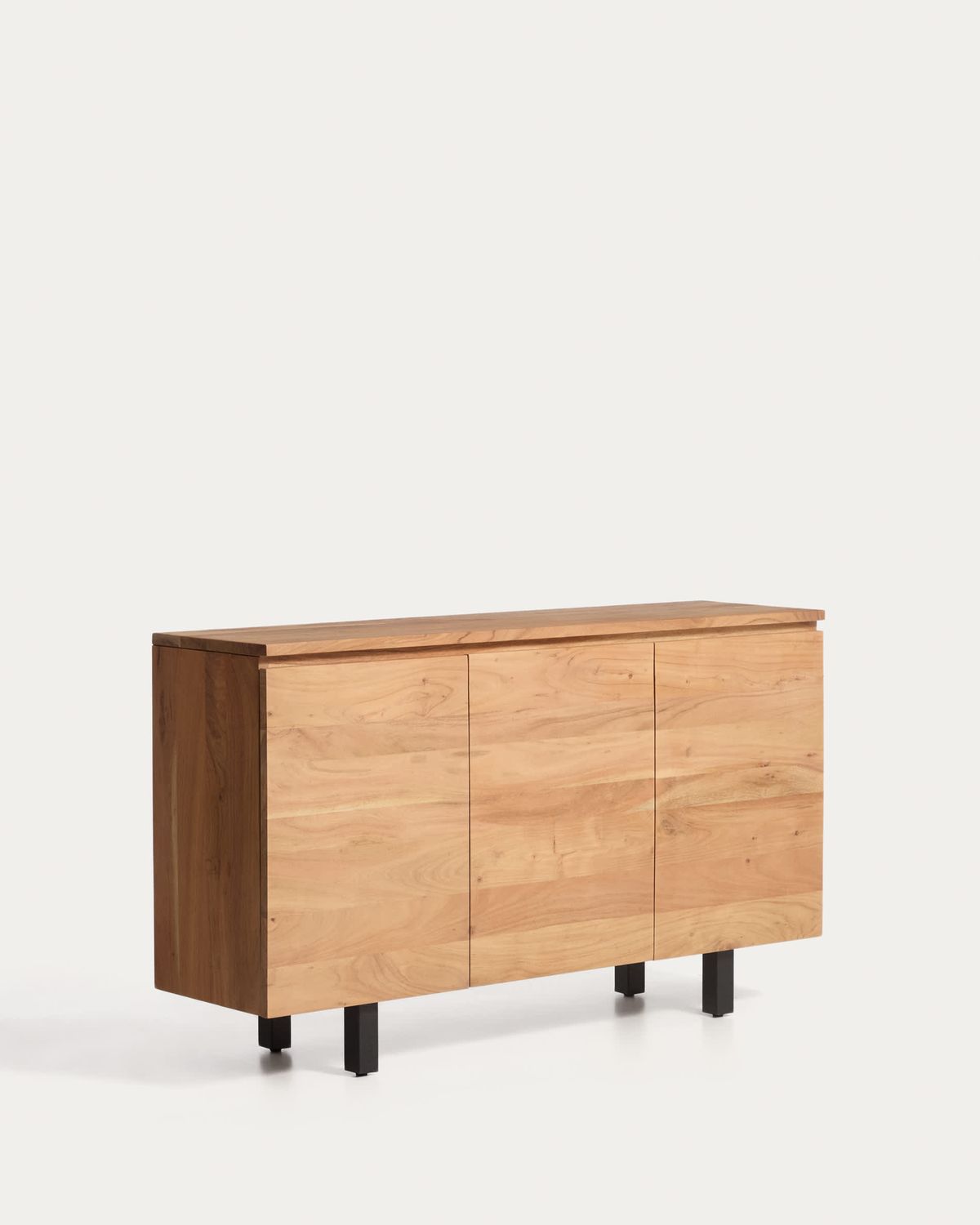 Aparador Uxue 3 puertas de madera maciza de acacia con acabado blanqueado 150 x 88 cm