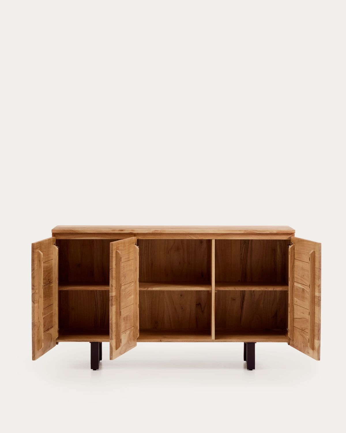 Aparador Uxue 3 puertas de madera maciza de acacia con acabado blanqueado 150 x 88 cm