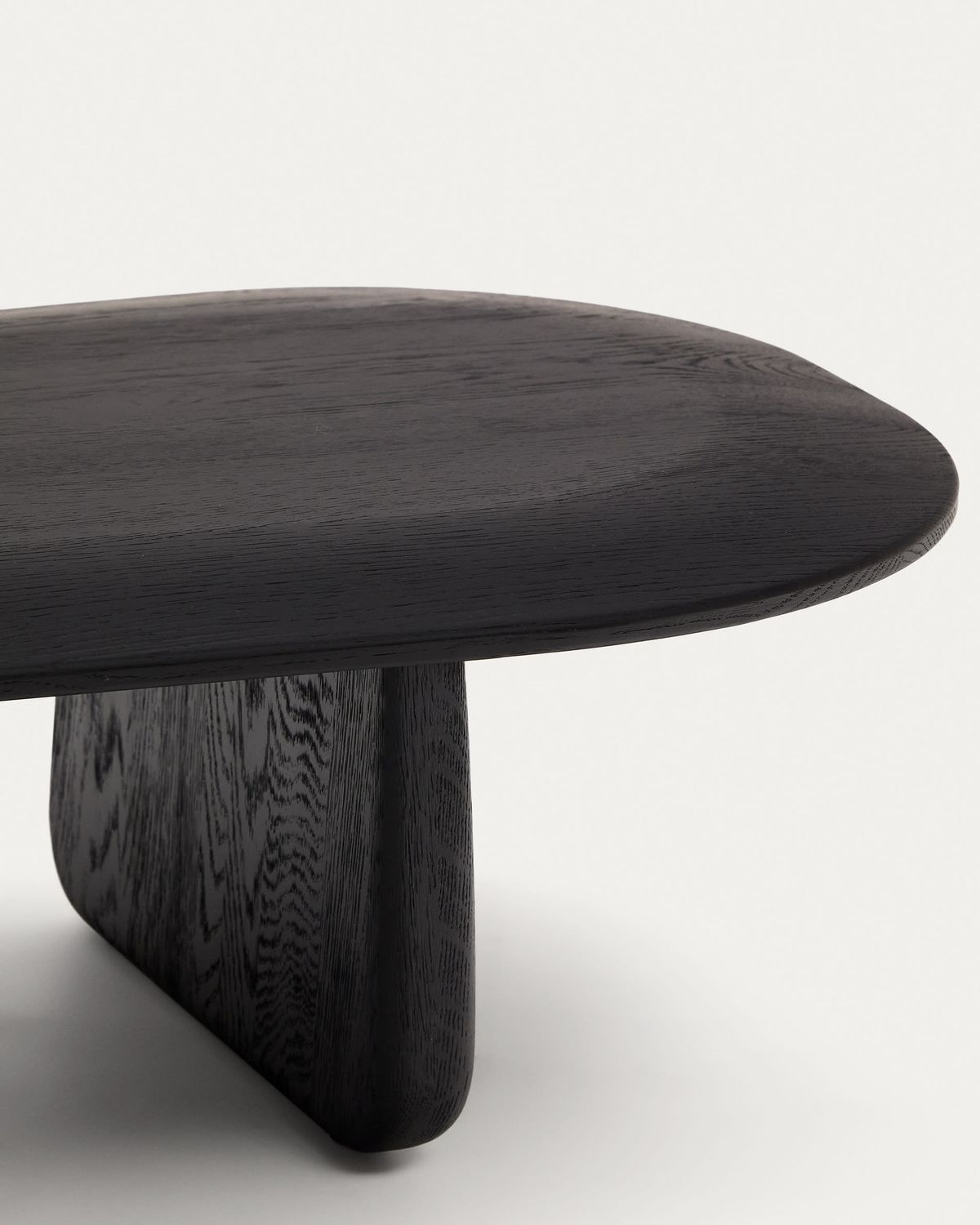 Mesa de centro Pirita de madera maciza de roble con acabado negro 147 x 65 cm FSC 100%