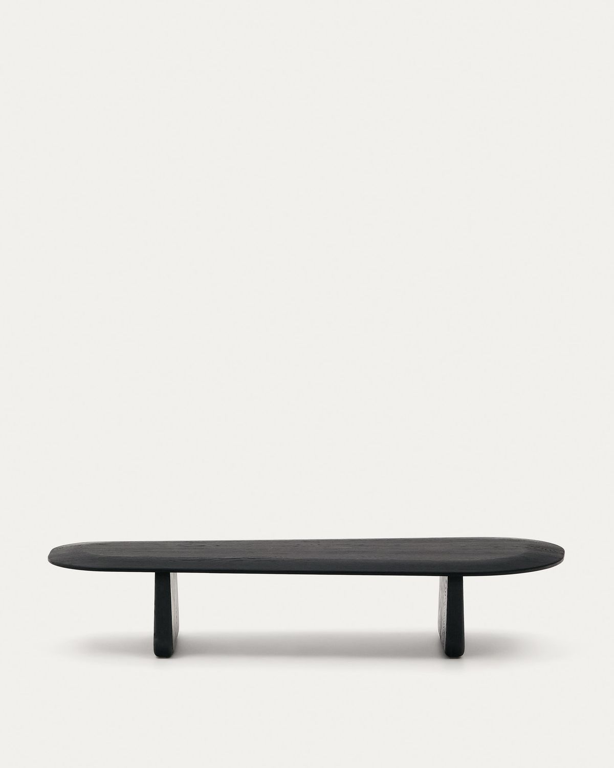 Mesa de centro Pirita de madera maciza de roble con acabado negro 147 x 65 cm FSC 100%
