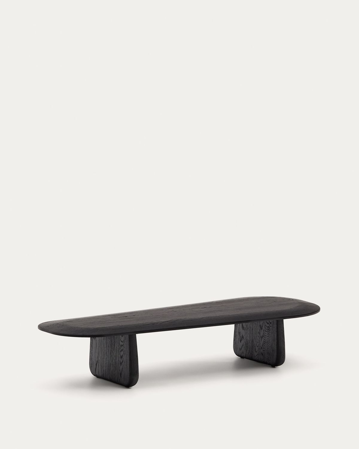Mesa de centro Pirita de madera maciza de roble con acabado negro 147 x 65 cm FSC 100%