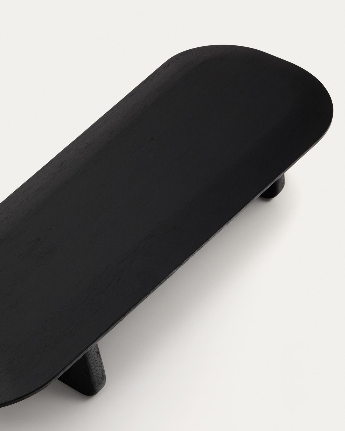 Mesa de centro Pirita de madera maciza de roble con acabado negro 147 x 65 cm FSC 100%