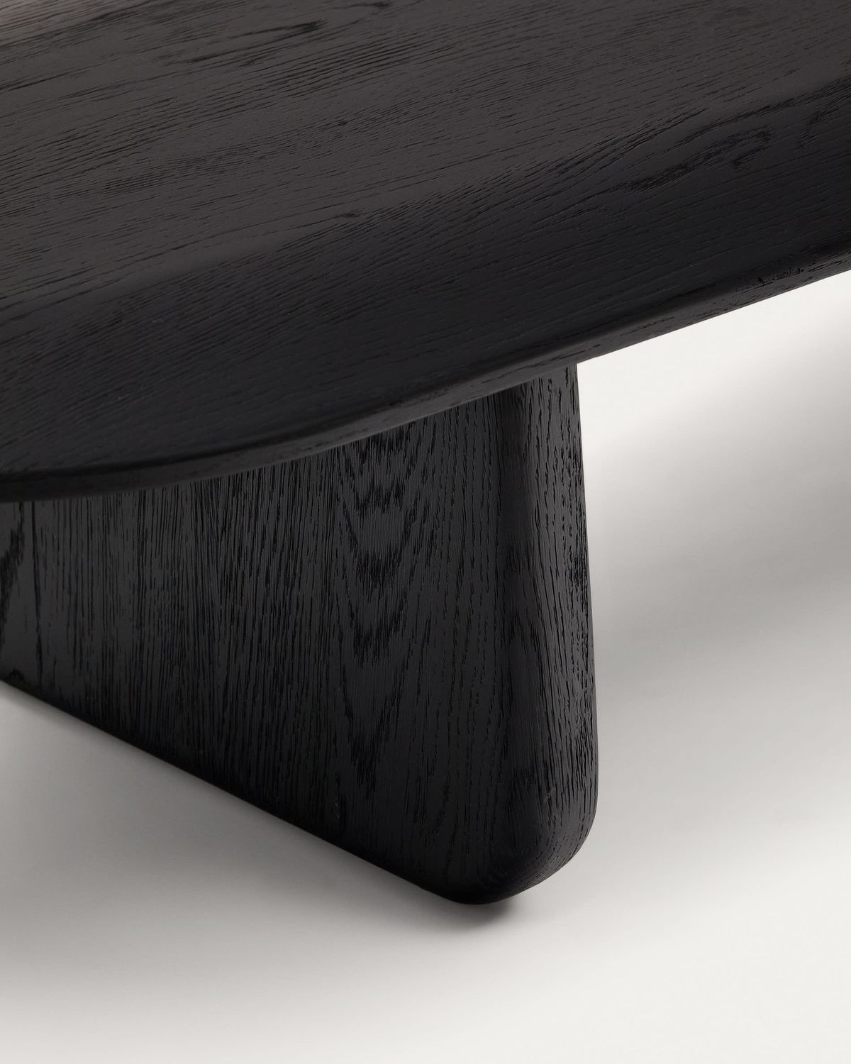 Mesa de centro Pirita de madera maciza de roble con acabado negro 147 x 65 cm FSC 100%