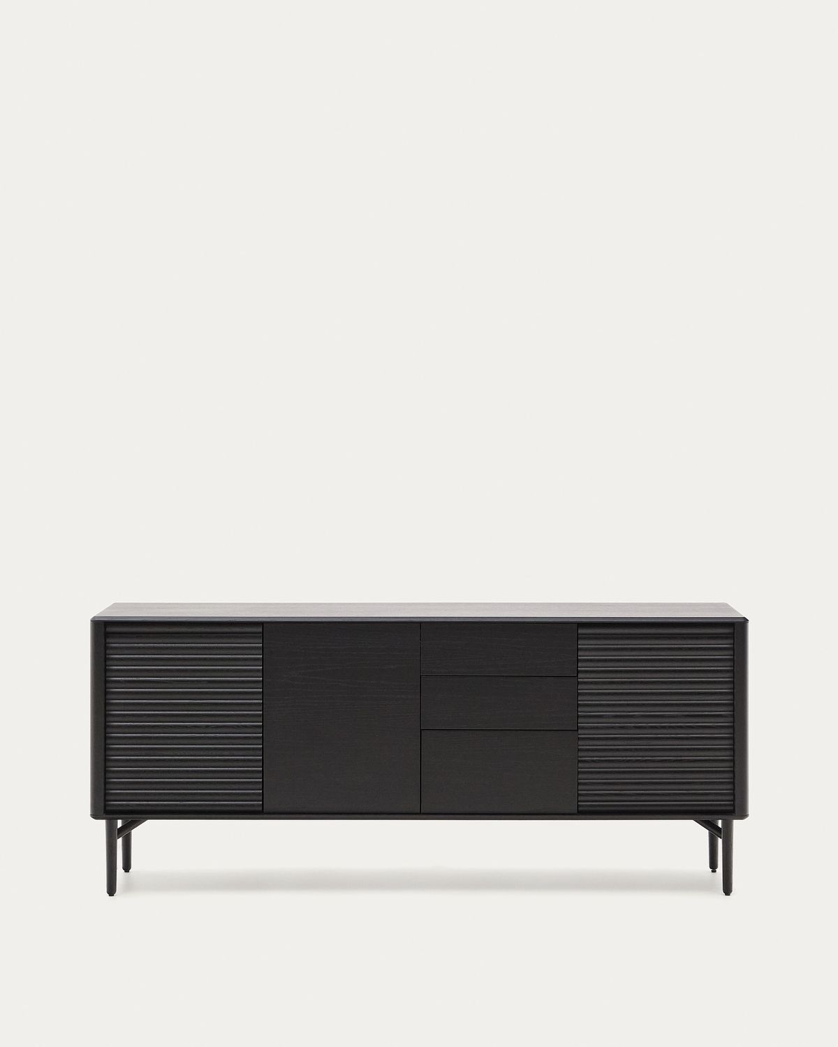 Aparador Lenon 3 puertas y 3 cajones madera maciza y chapa roble negro 200x86cm FSC Mix Credit