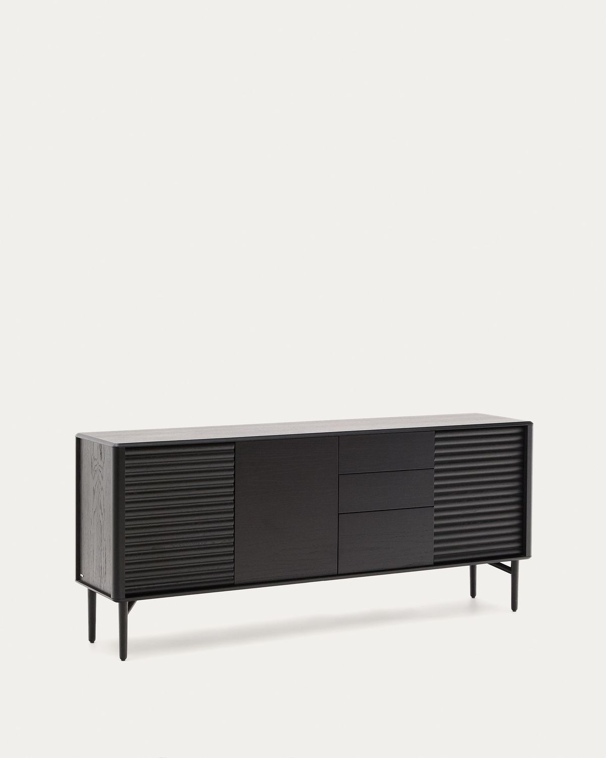 Aparador Lenon 3 puertas y 3 cajones madera maciza y chapa roble negro 200x86cm FSC Mix Credit