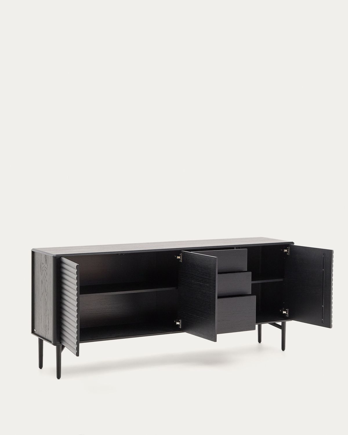 Aparador Lenon 3 puertas y 3 cajones madera maciza y chapa roble negro 200x86cm FSC Mix Credit