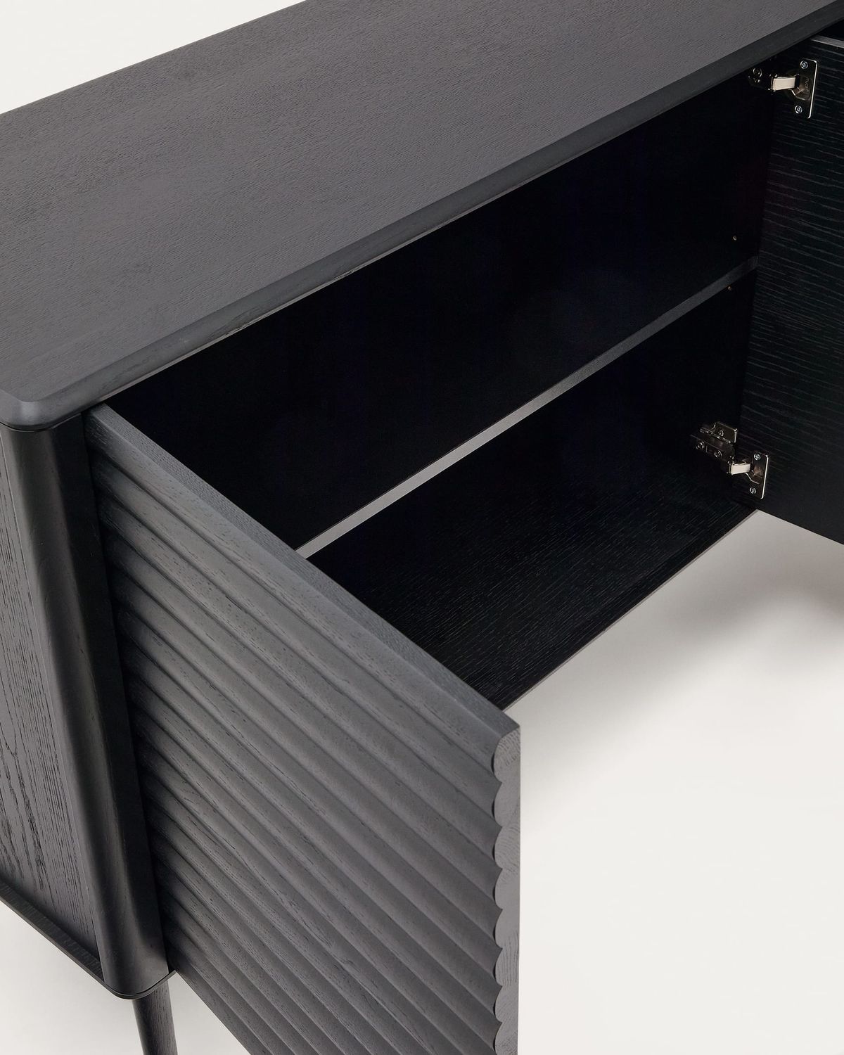 Aparador Lenon 3 puertas y 3 cajones madera maciza y chapa roble negro 200x86cm FSC Mix Credit