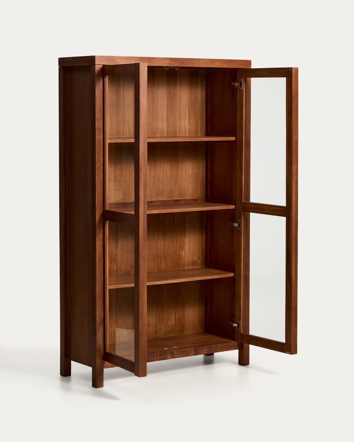Vitrina Norani de madera maciza y chapa de acacia 110 x 185 cm
