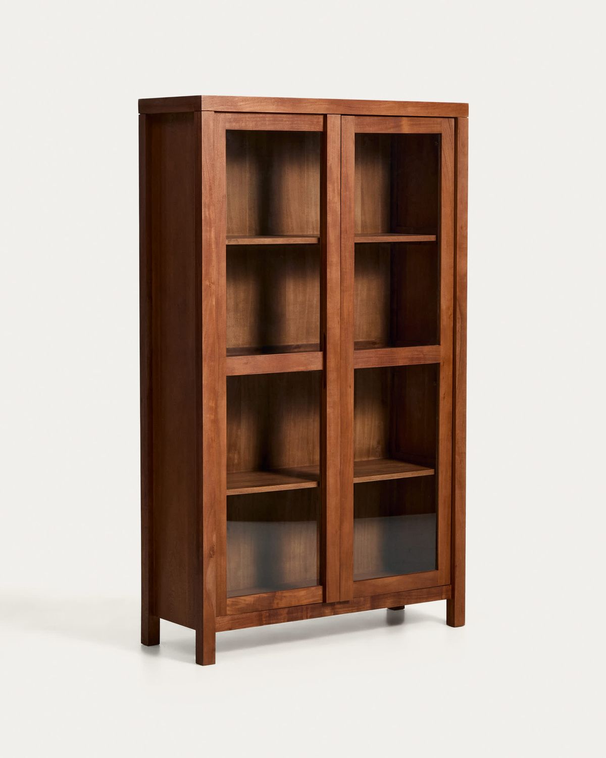Vitrina Norani de madera maciza y chapa de acacia 110 x 185 cm
