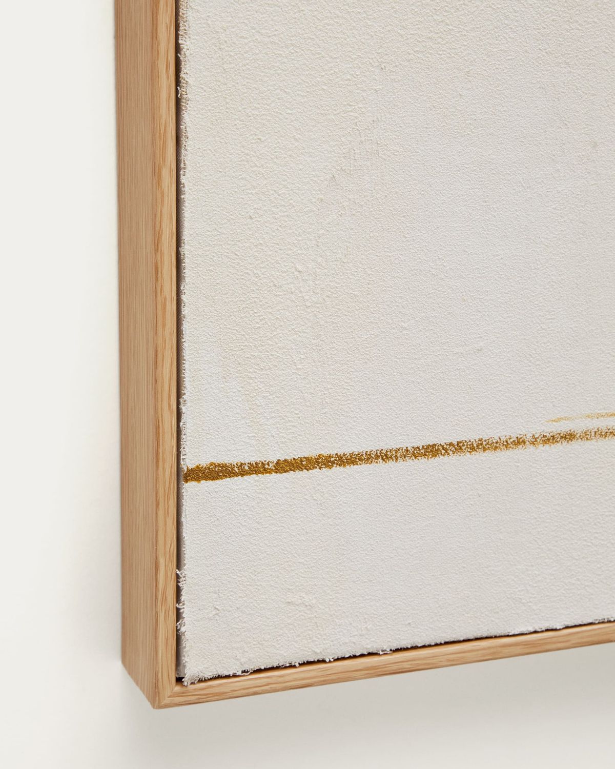 Cuadro abstracto Salin con raya vertical de lino beige  80 x 100 cm