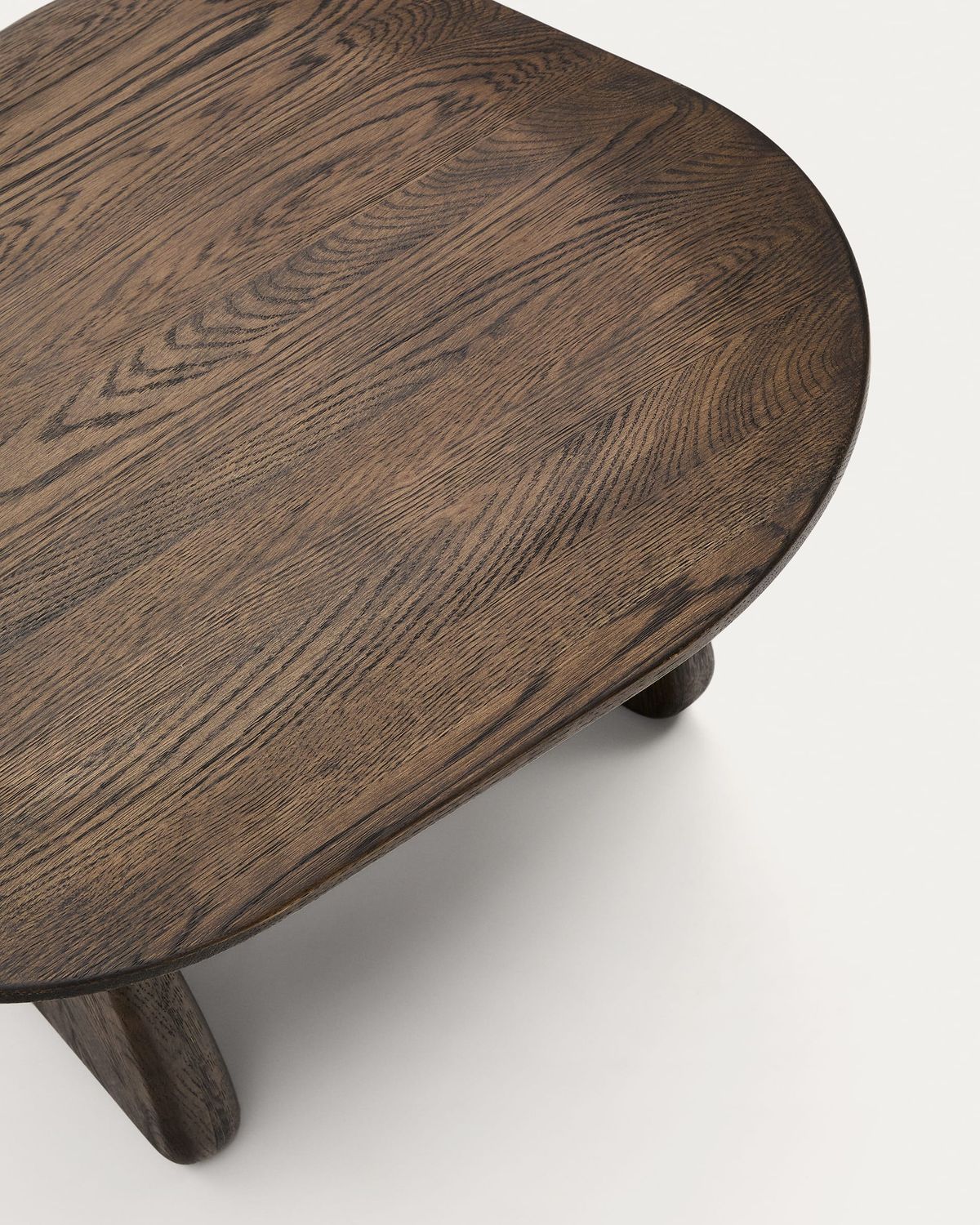 Mesa auxiliar Pirita de madera maciza de roble con acabado oscuro 71 x 70 cm FSC 100%