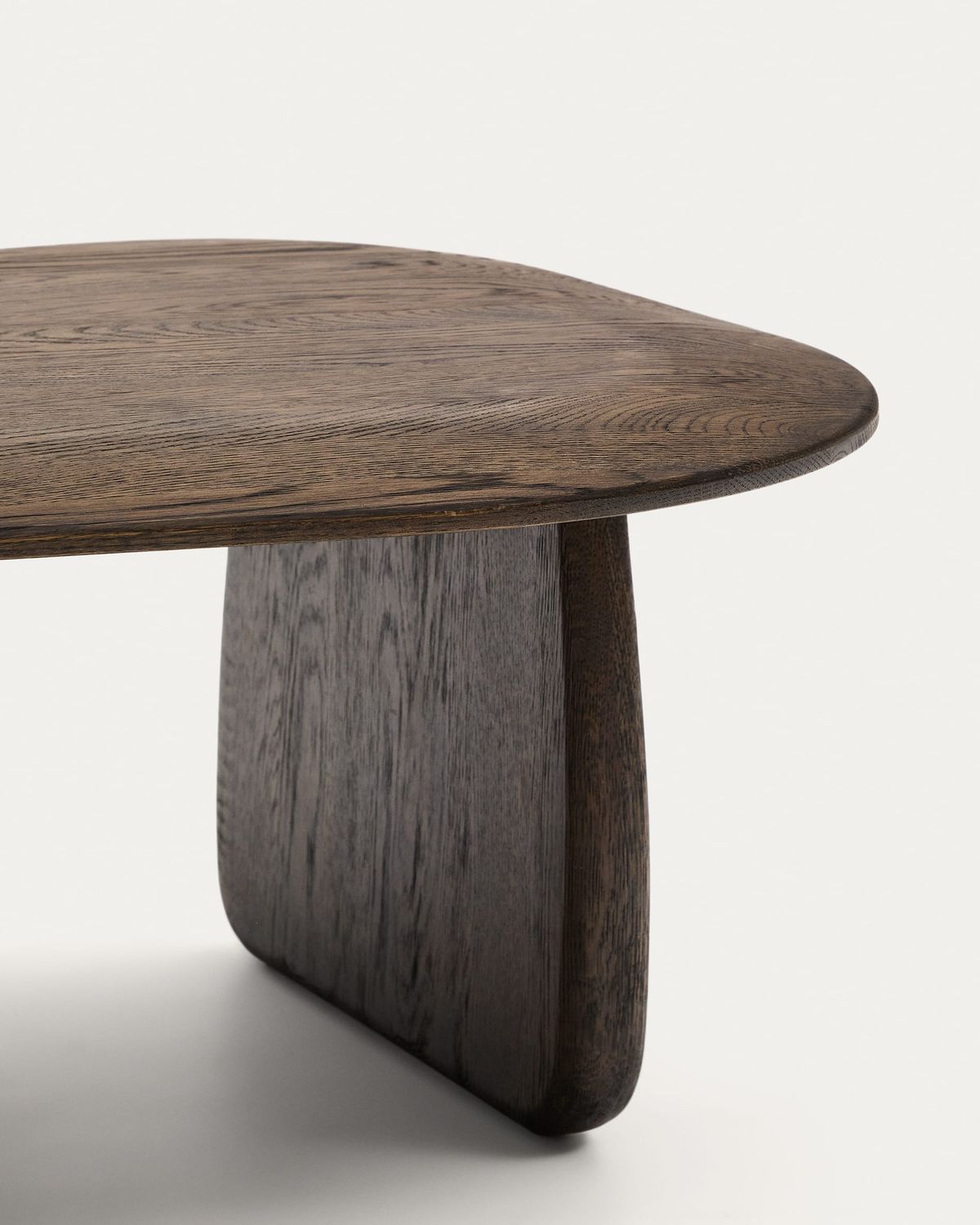 Mesa auxiliar Pirita de madera maciza de roble con acabado oscuro 71 x 70 cm FSC 100%