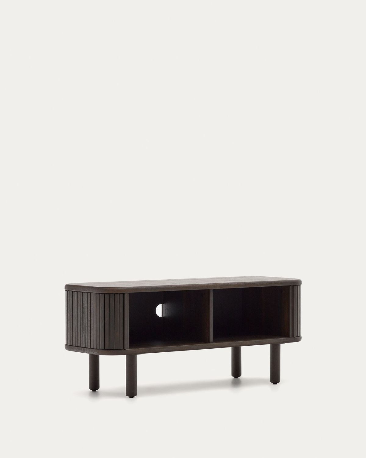 Mueble TV Mailen 2 puertas en chapa de fresno con acabado oscuro 120 x 50 cm