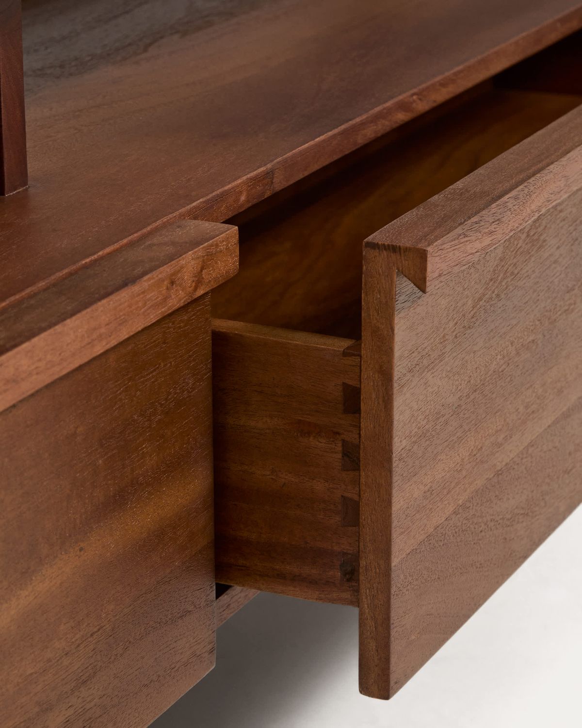 Mueble TV Norani de madera maciza y chapa de acacia 200 x 50 cm