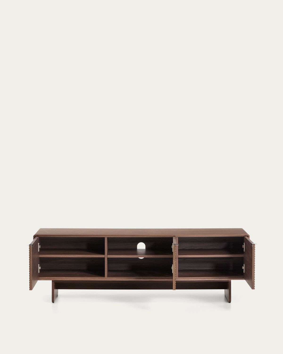 Mueble TV Norlen 3 puertas de chapa de nogal FSC Mix Credit 150 x 46 cm