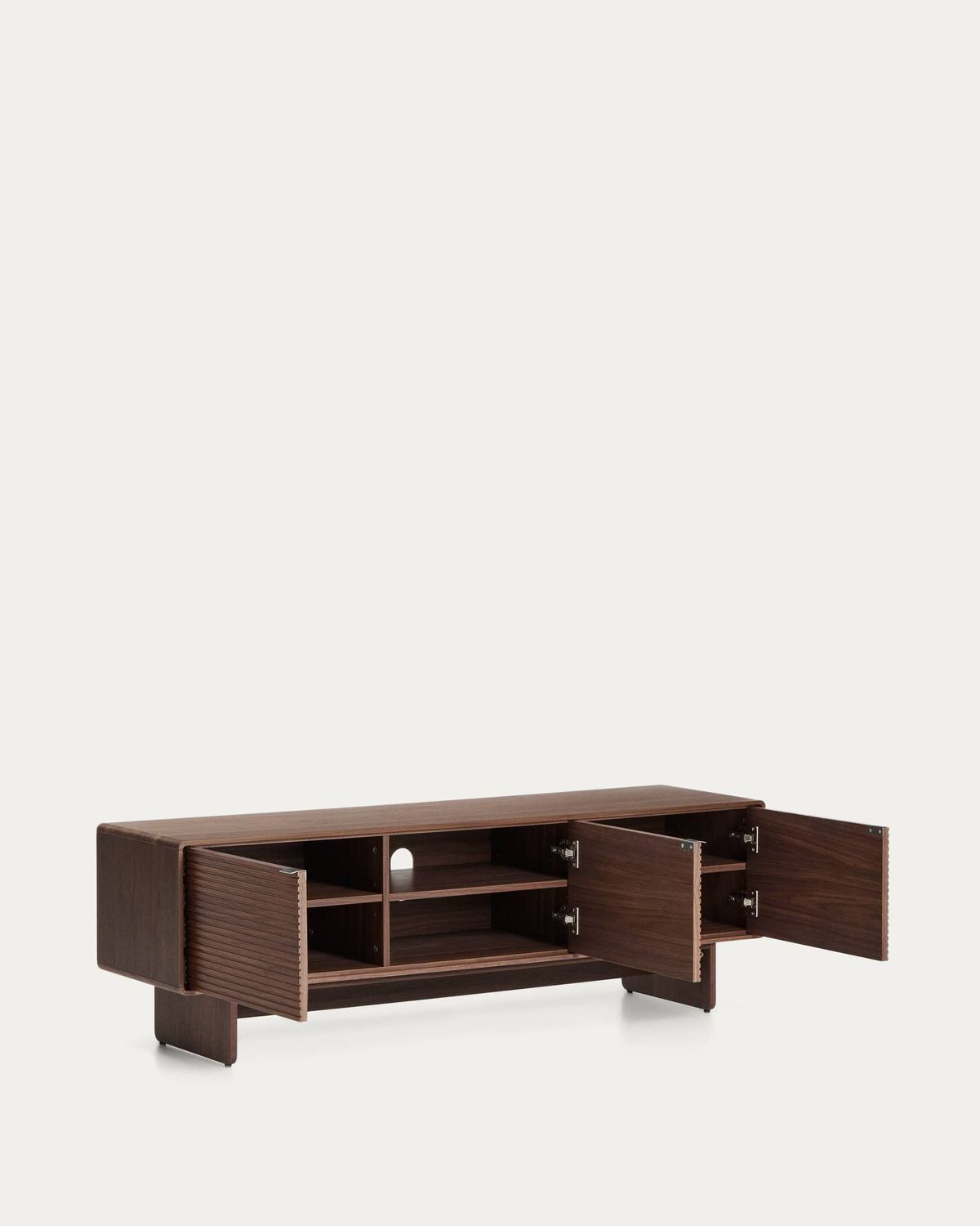 Mueble TV Norlen 3 puertas de chapa de nogal FSC Mix Credit 150 x 46 cm