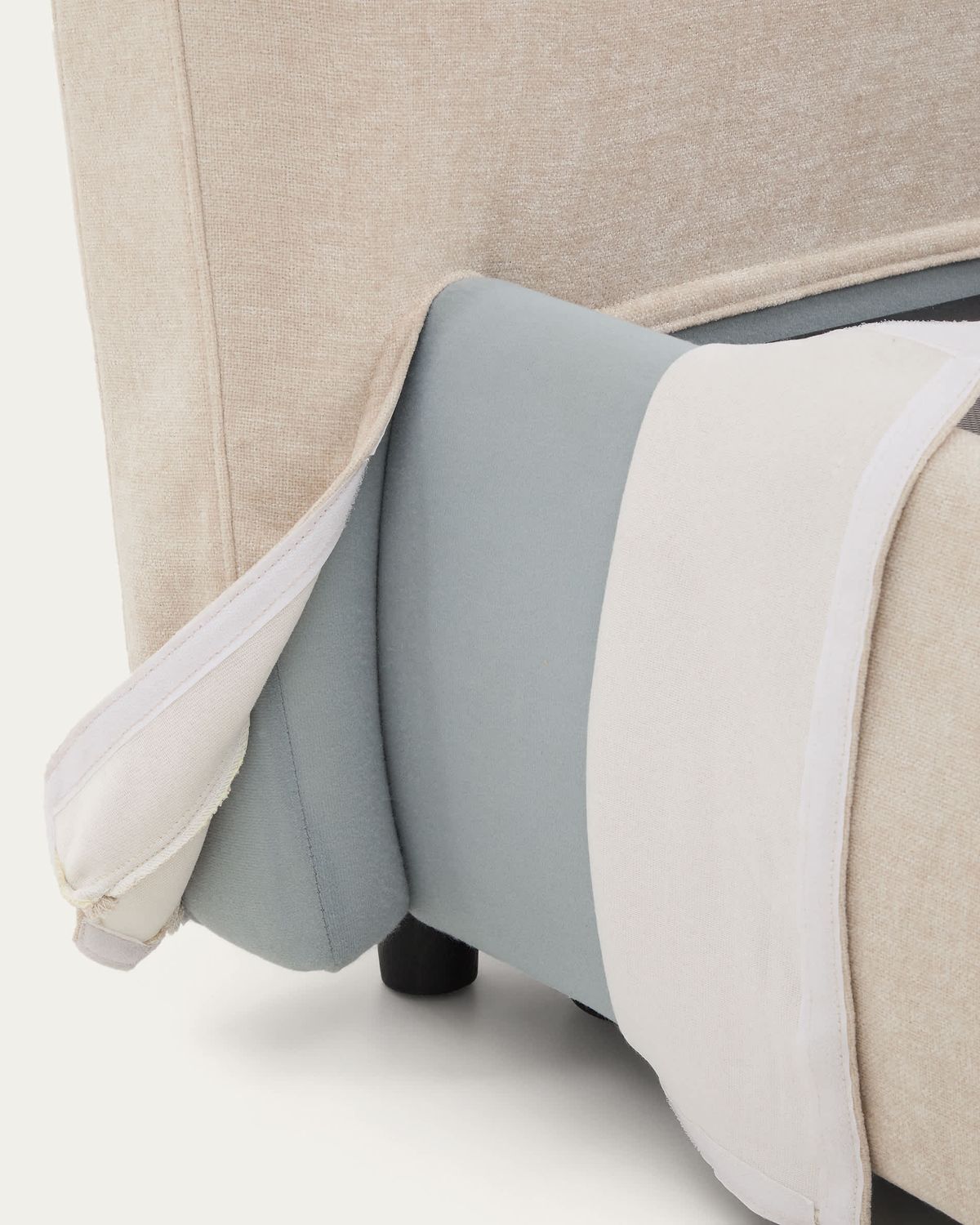 Cama desenfundable con canapé abatible Dafra de chenilla beige para colchón de 180 x 200 cm FSC 100%