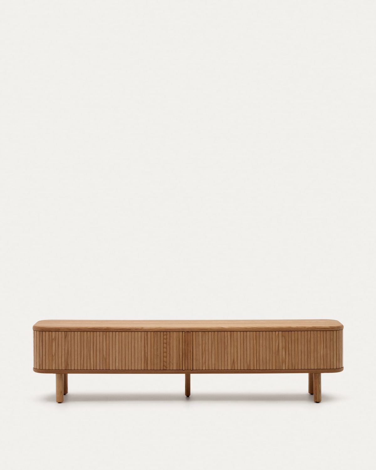 Mueble TV Mailen 2 puertas en chapa de fresno con acabado natural 200 x 50 cm