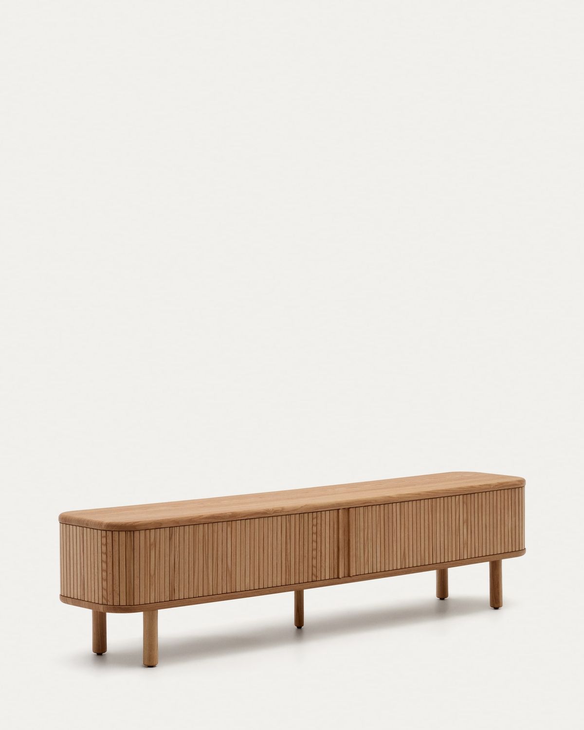 Mueble TV Mailen 2 puertas en chapa de fresno con acabado natural 200 x 50 cm