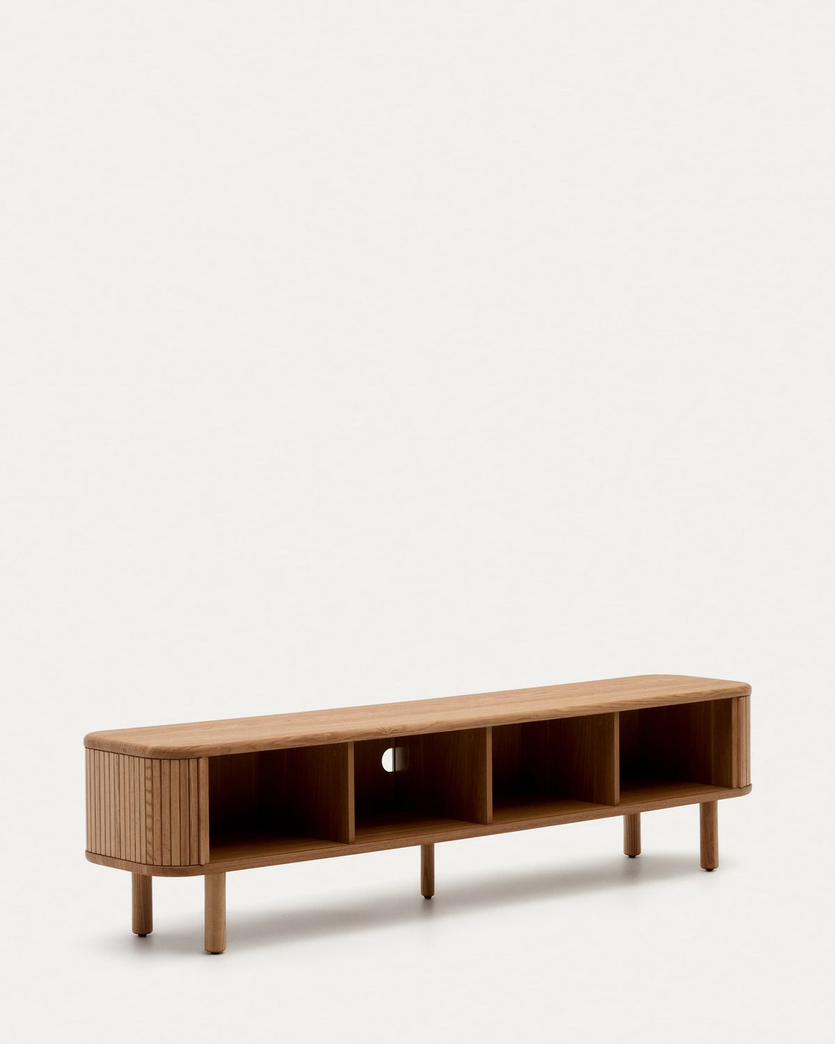 Mueble TV Mailen 2 puertas en chapa de fresno con acabado natural 200 x 50 cm