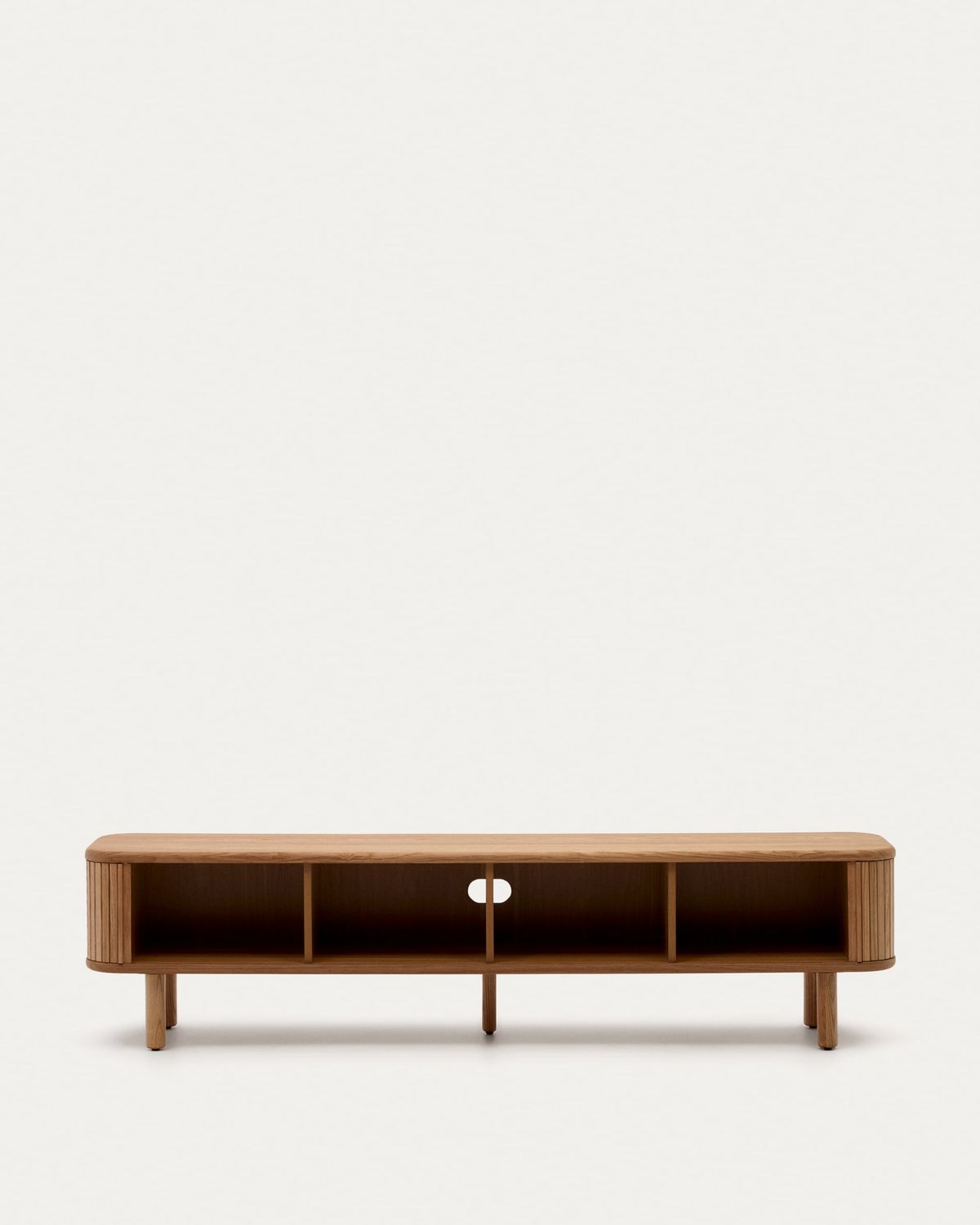 Mueble TV Mailen 2 puertas en chapa de fresno con acabado natural 200 x 50 cm