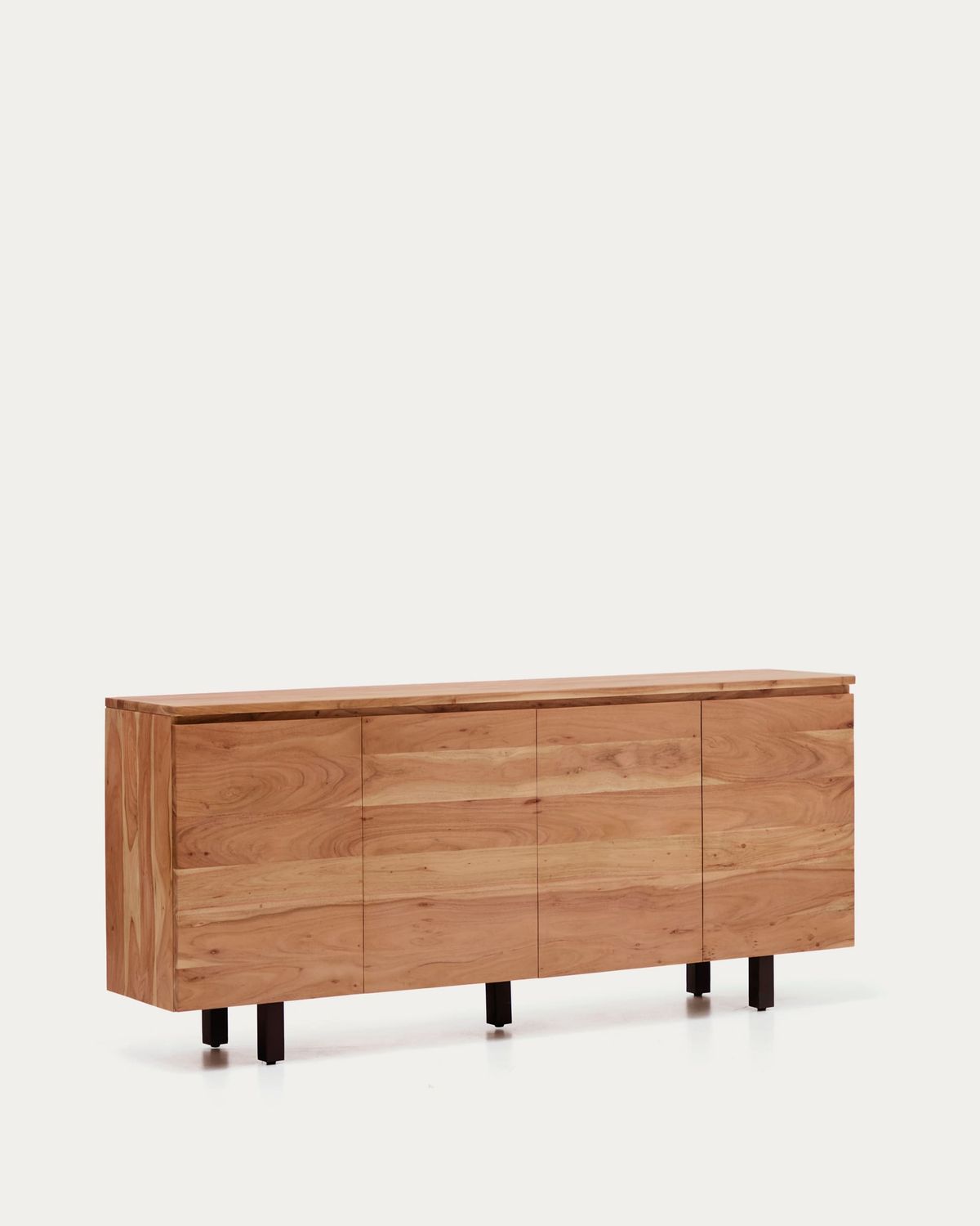 Aparador Uxue 4 puertas de madera maciza de acacia con acabado blanqueado 200 x 88 cm