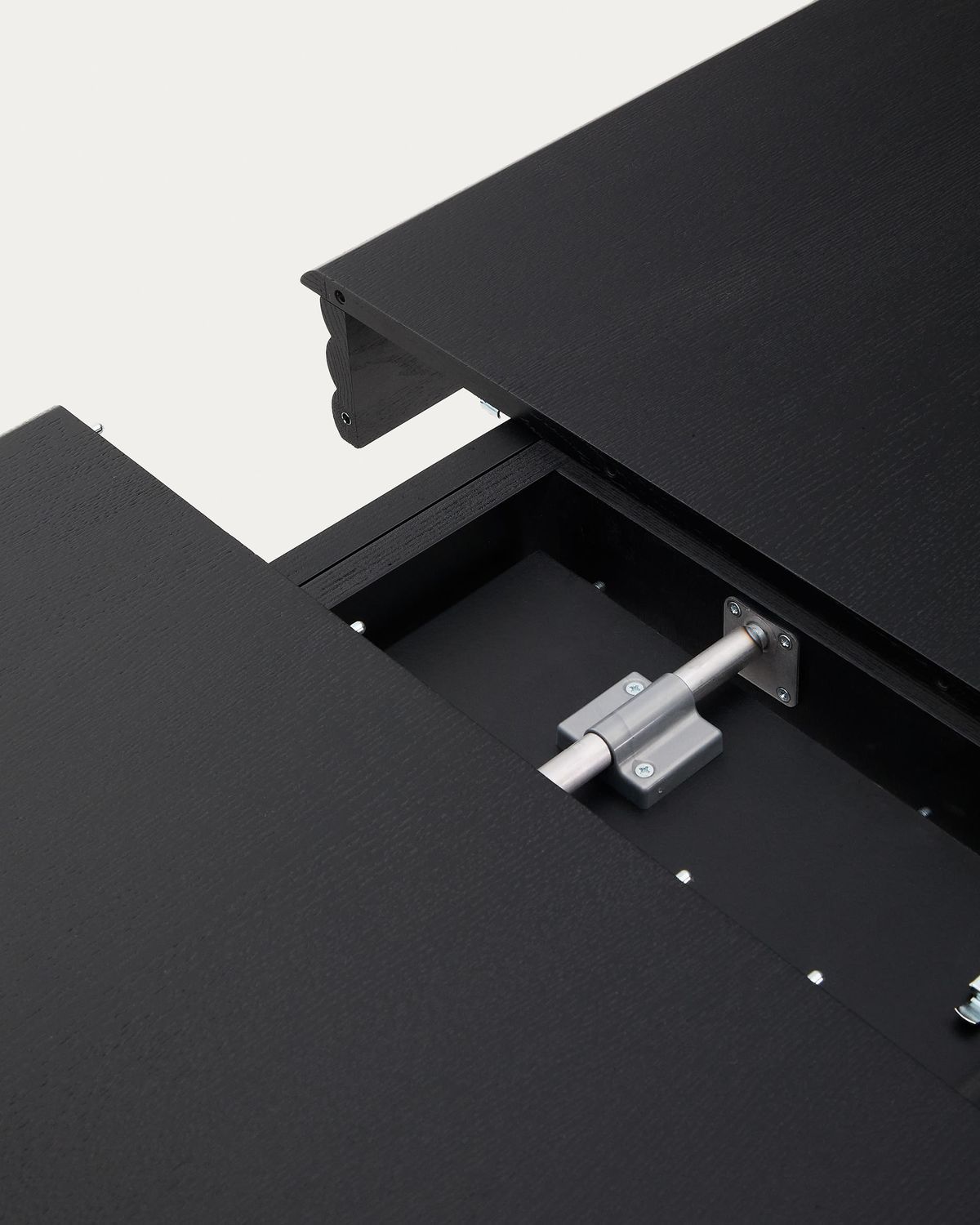 Mesa extensible Lenon de chapa y madera maciza de roble negro 160(200)x90cm FSC Mix Credit