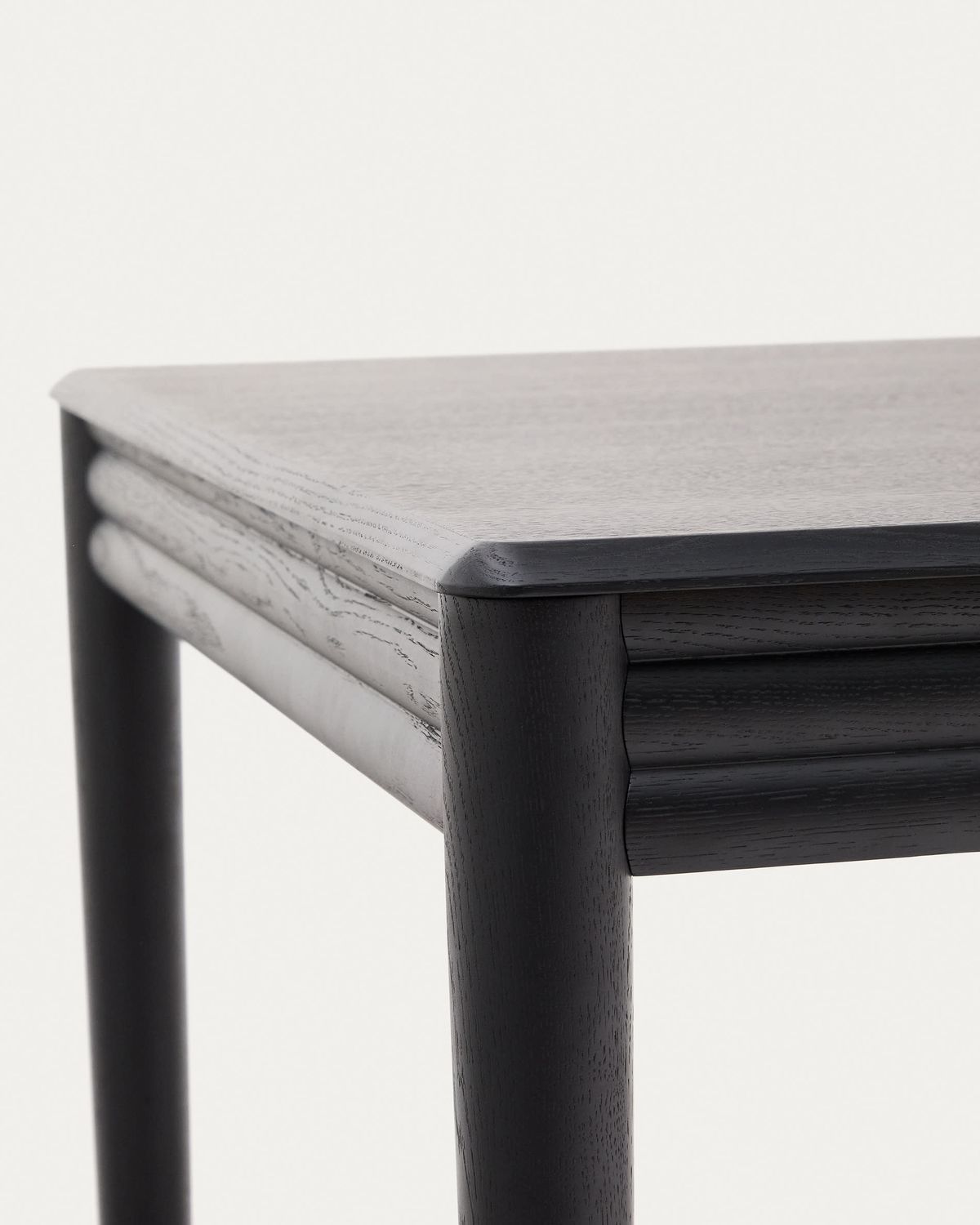 Mesa extensible Lenon de chapa y madera maciza de roble negro 160(200)x90cm FSC Mix Credit
