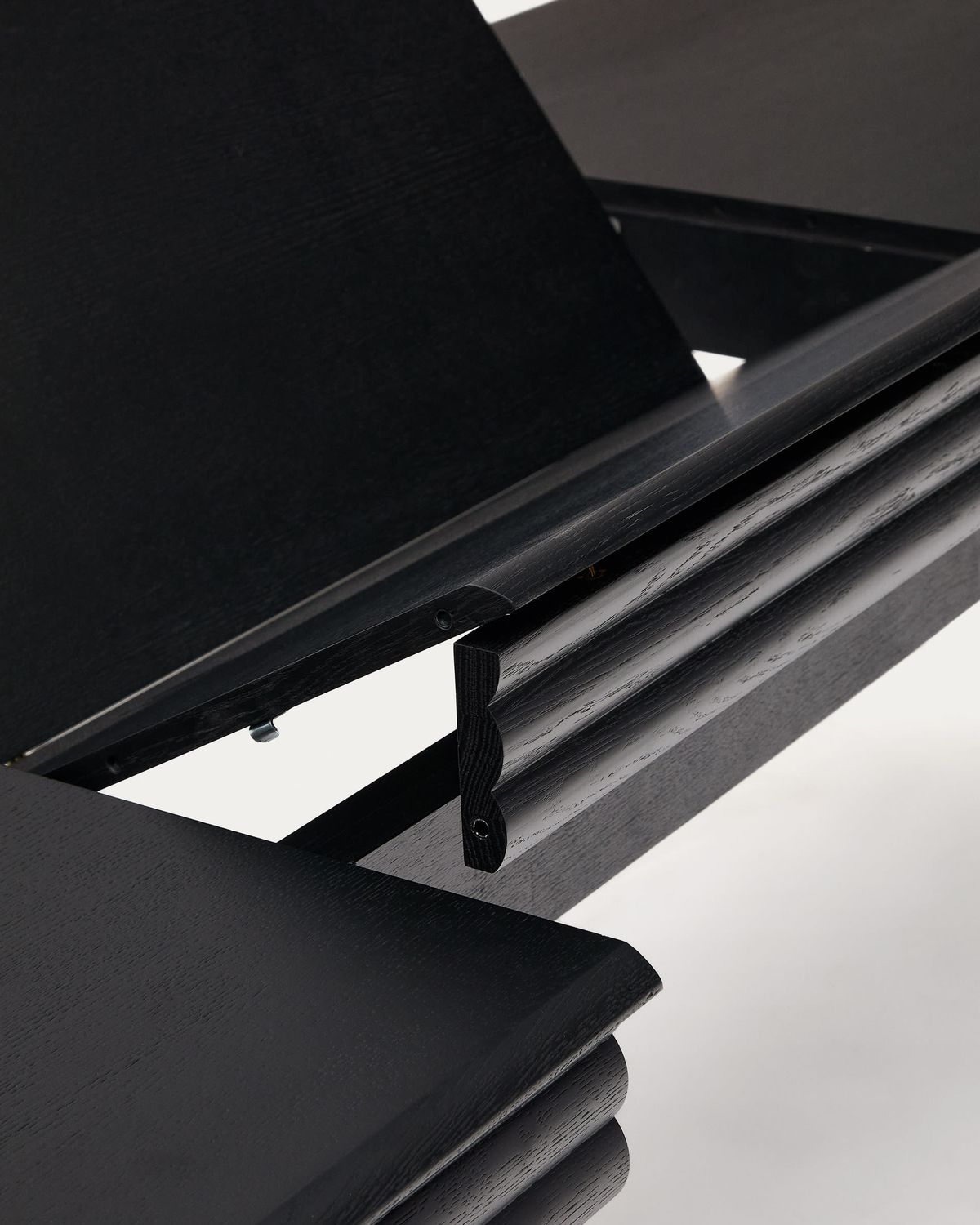 Mesa extensible Lenon de chapa y madera maciza de roble negro 160(200)x90cm FSC Mix Credit