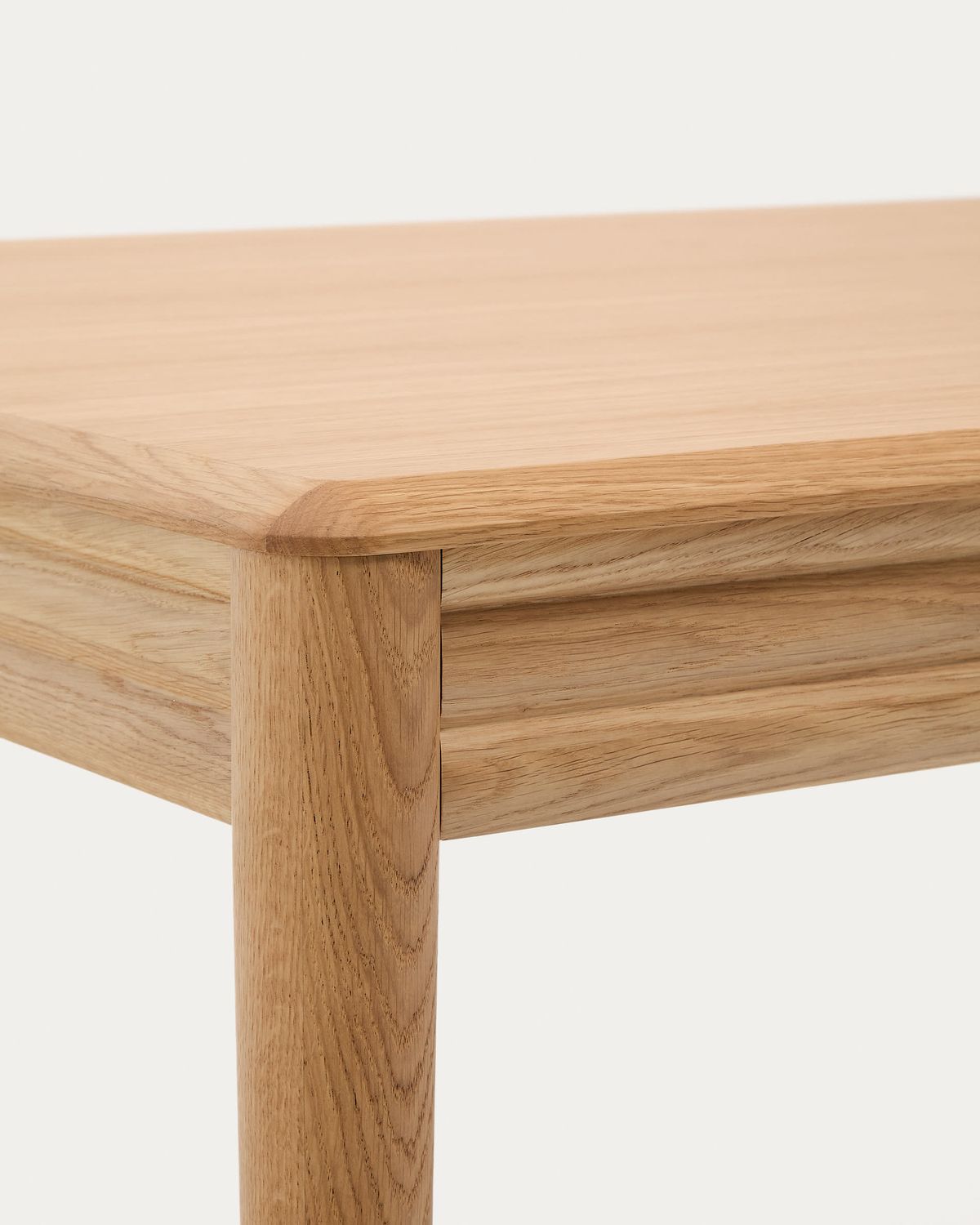 Mesa extensible Lenon chapa y  madera maciza de roble FSC MIX Credit natural 200(280)x90 cm