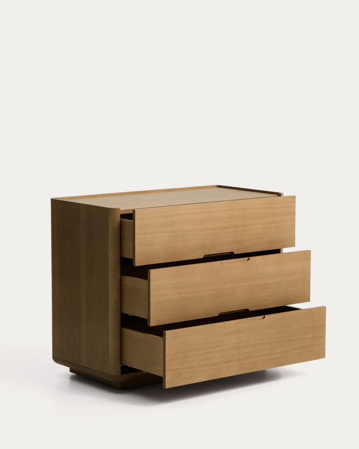 Cómoda Arelida de chapa y madera maciza de roble acabado marrón claro 100 x 80 cm FSC Mix Credit