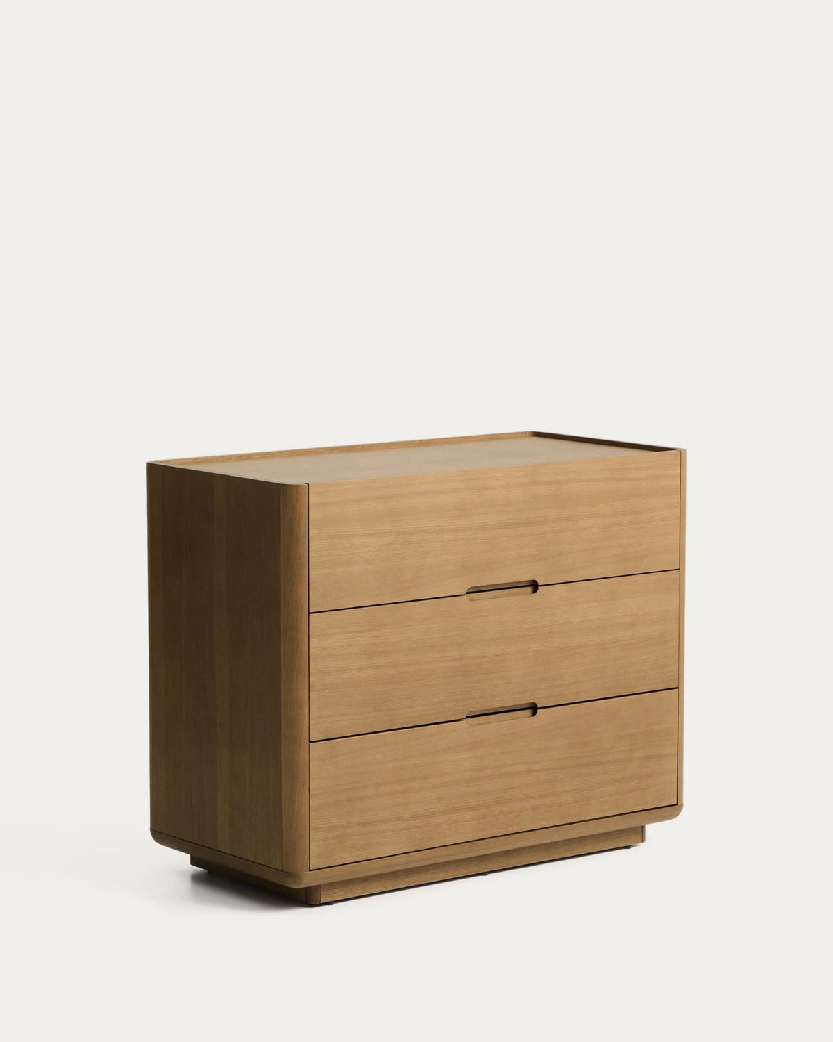 Cómoda Arelida de chapa y madera maciza de roble acabado marrón claro 100 x 80 cm FSC Mix Credit