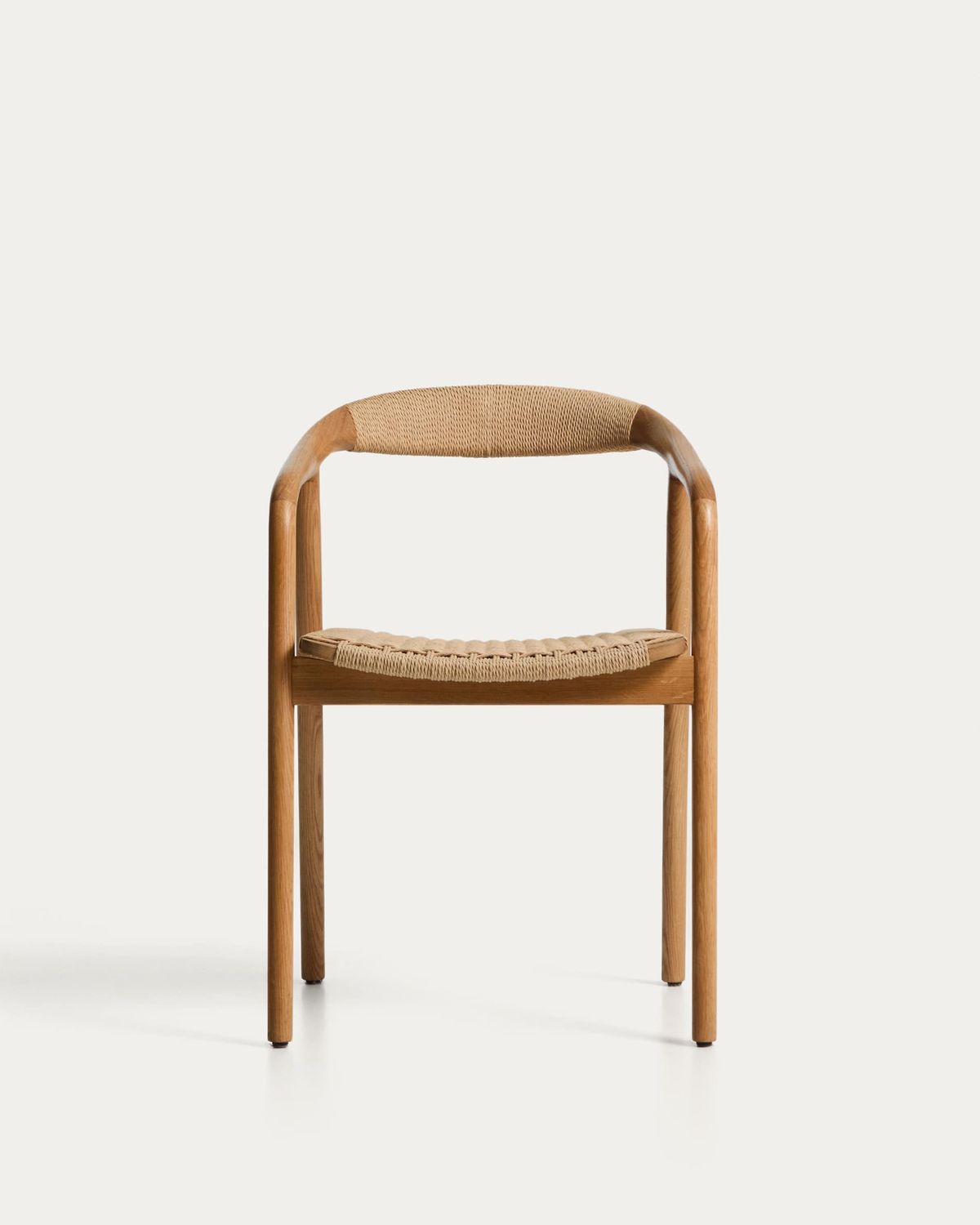 Silla Derile de madera maciza de roble acabado tono natural y cuerda de papel beige FSC Mix Credit