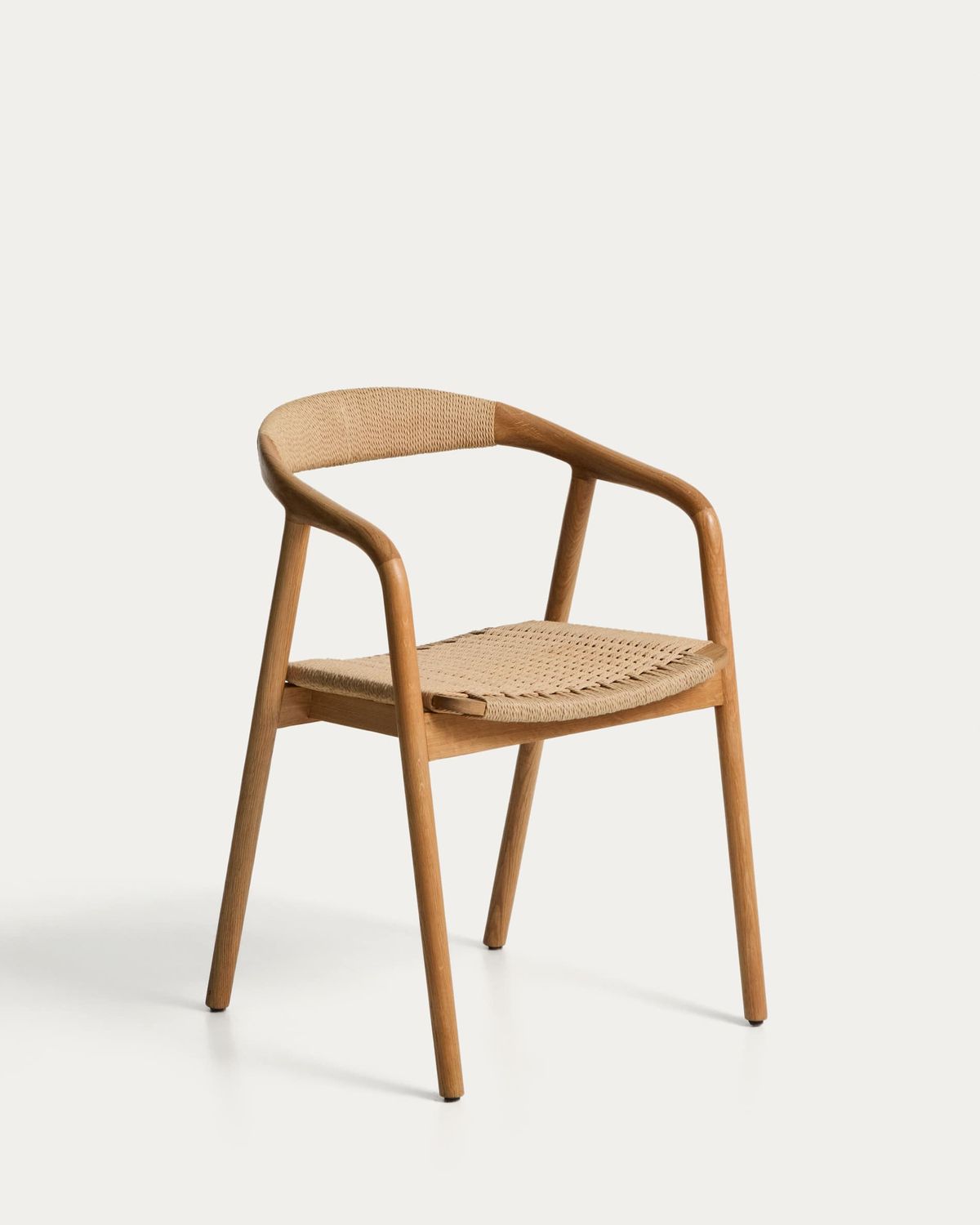 Silla Derile de madera maciza de roble acabado tono natural y cuerda de papel beige FSC Mix Credit