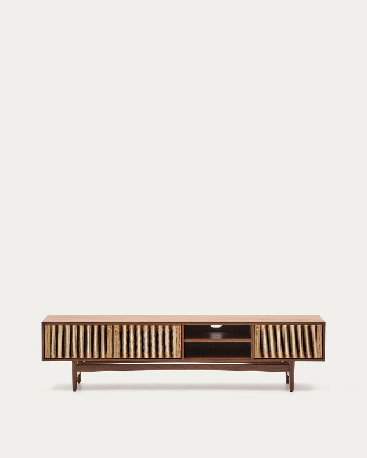 Mueble TV Elan 3 puertas chapa y madera maciza nogal cuerda 200 x 50 cm