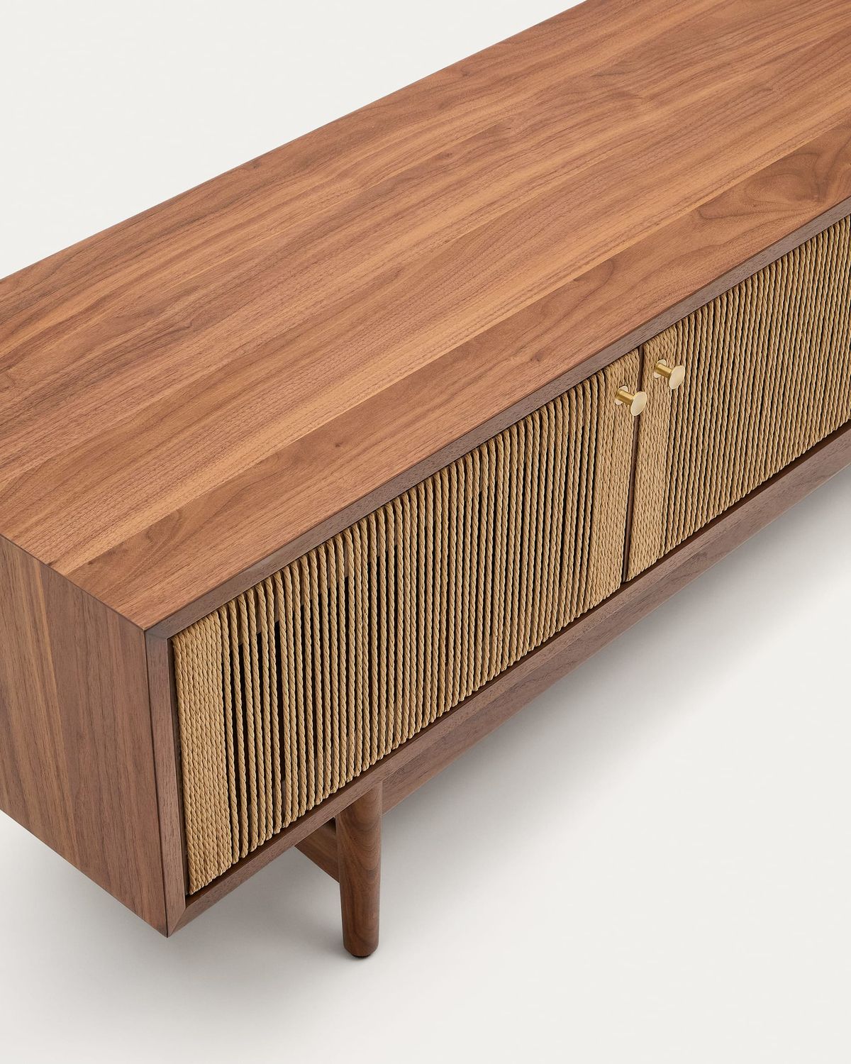 Mueble TV Elan 3 puertas chapa y madera maciza nogal cuerda 200 x 50 cm