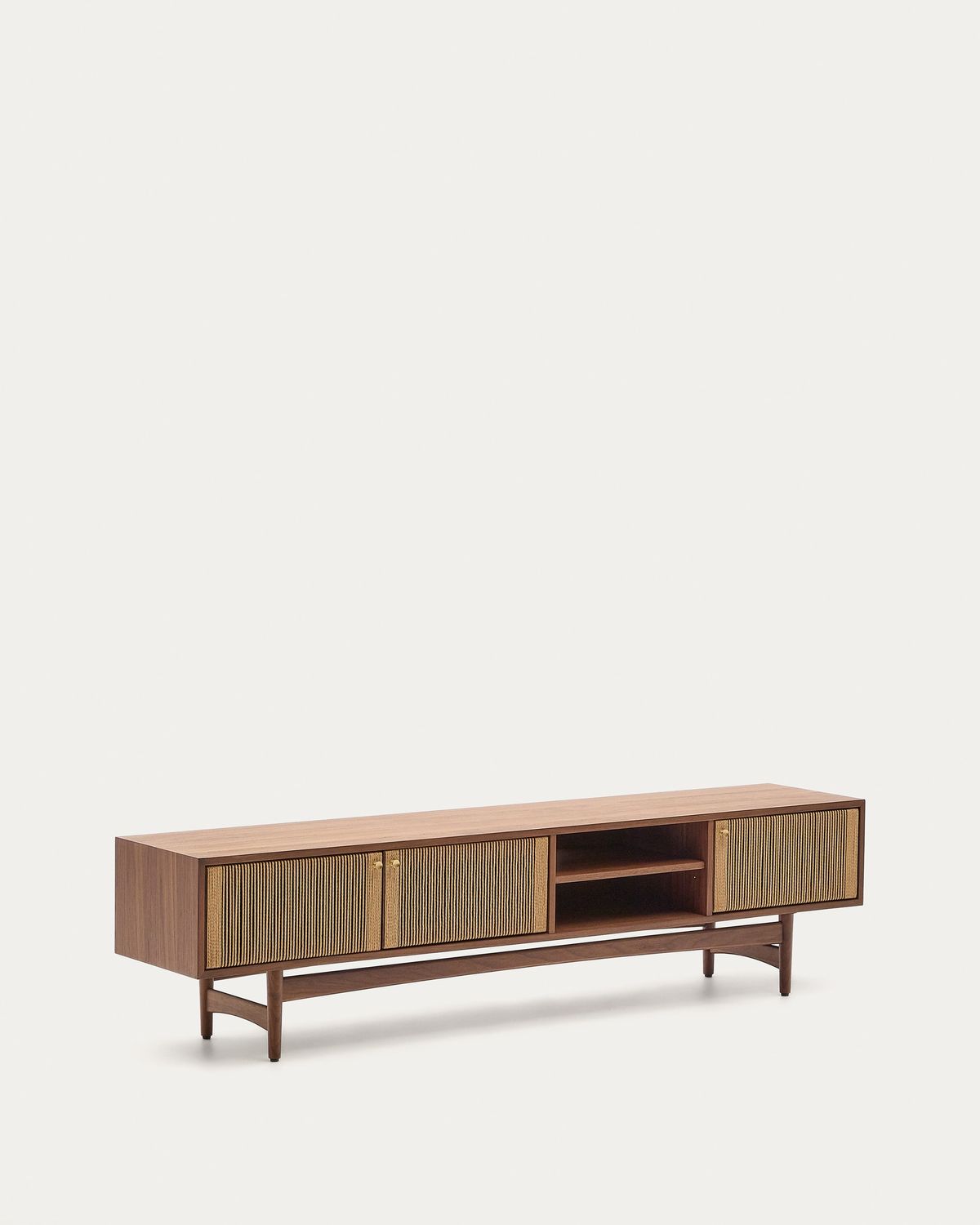 Mueble TV Elan 3 puertas chapa y madera maciza nogal cuerda 200 x 50 cm