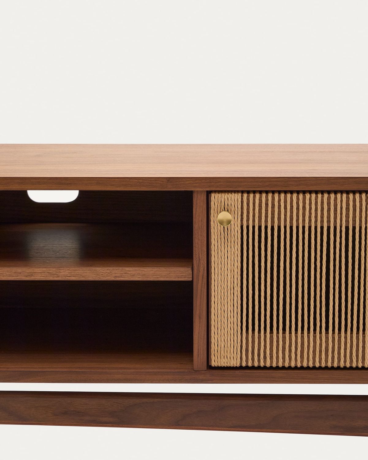 Mueble TV Elan 3 puertas chapa y madera maciza nogal cuerda 200 x 50 cm