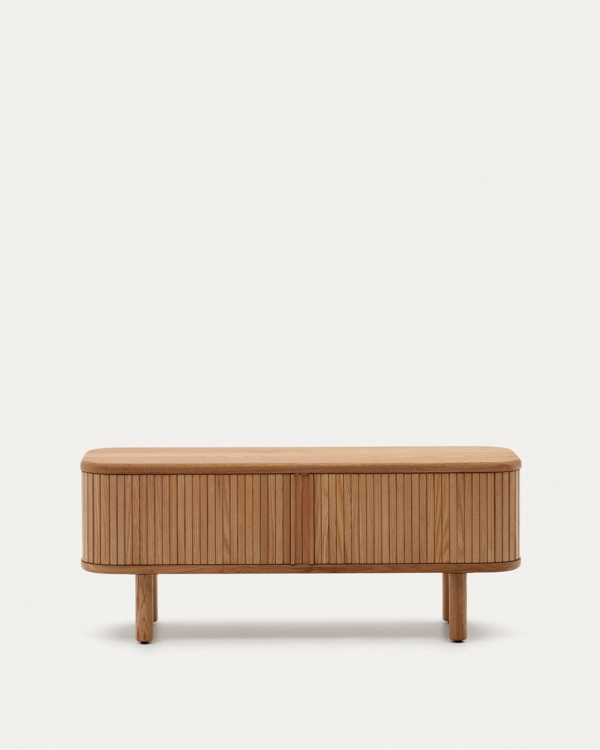 Mueble TV Mailen 2 puertas en chapa de fresno con acabado natural 120 x 50 cm