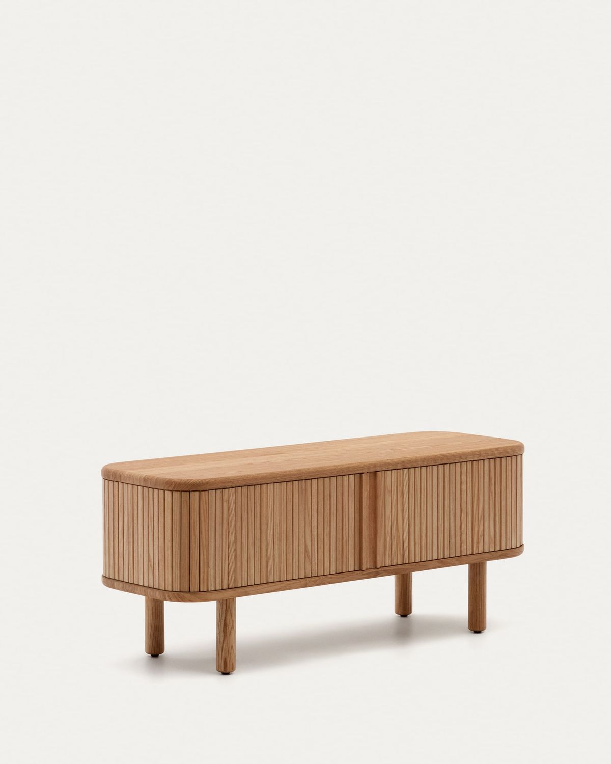 Mueble TV Mailen 2 puertas en chapa de fresno con acabado natural 120 x 50 cm