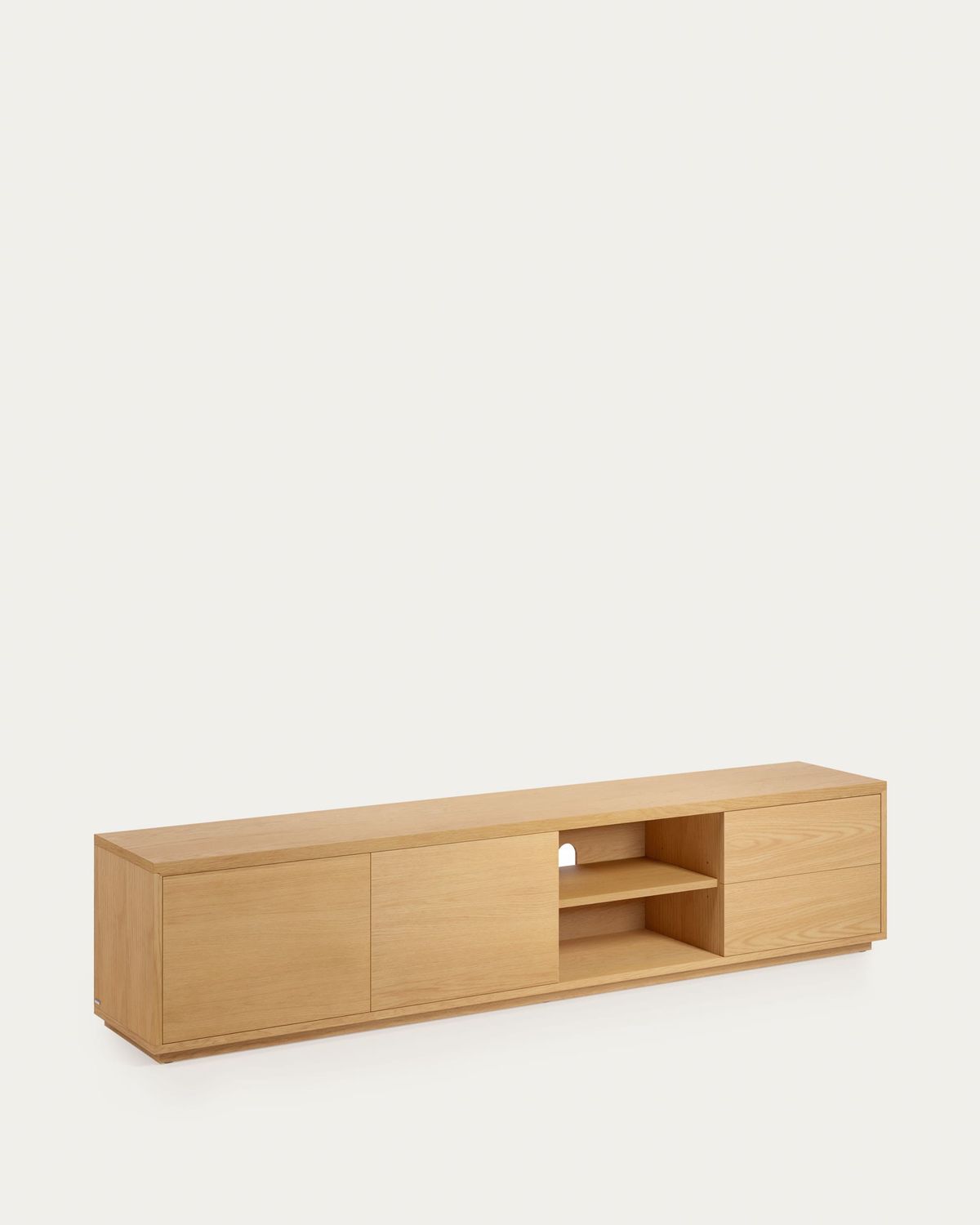 Mueble TV Abilen 2 puertas y 2 cajones de chapa de roble 200 x 44 cm FSC 100%